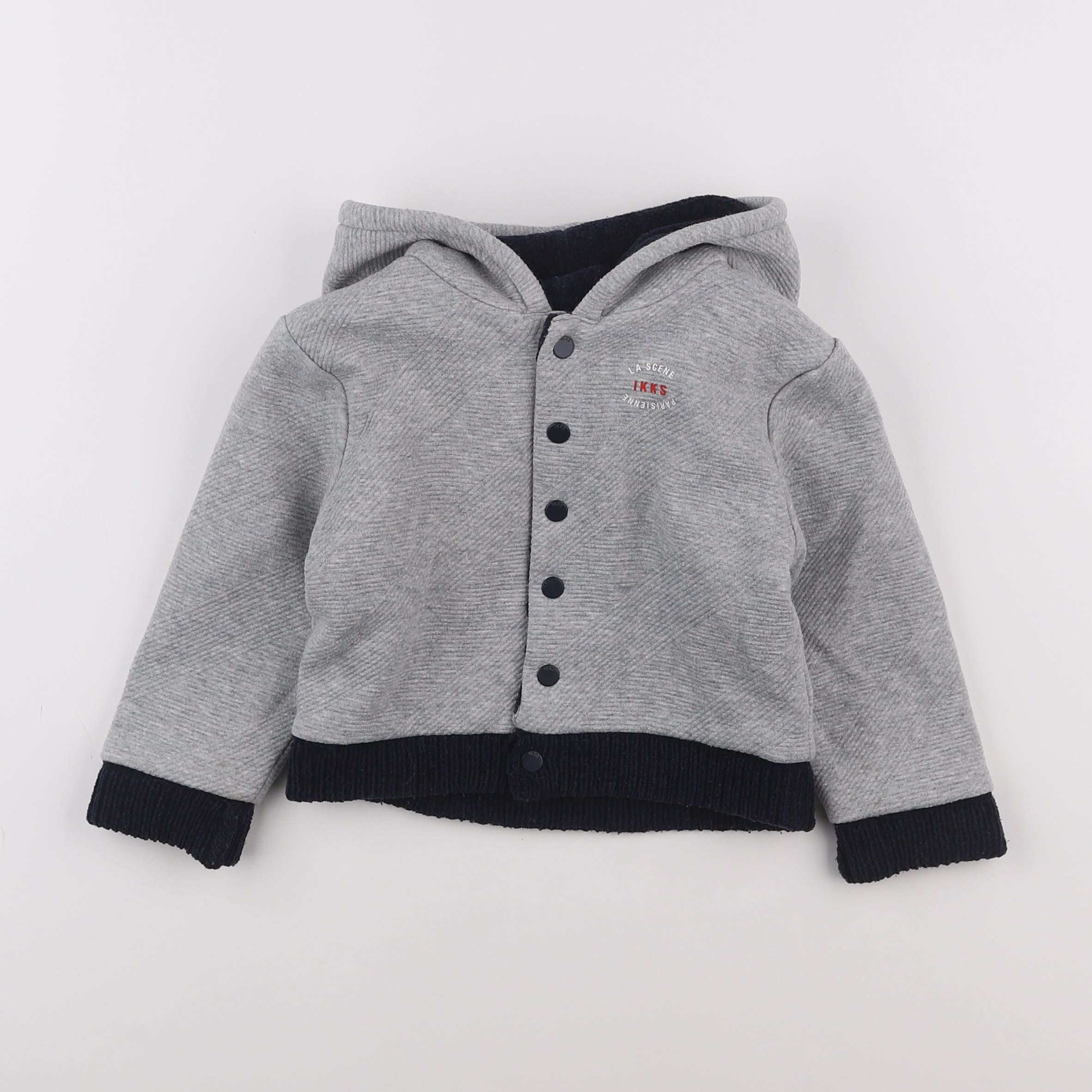 IKKS - veste réversible gris, bleu - 2 ans