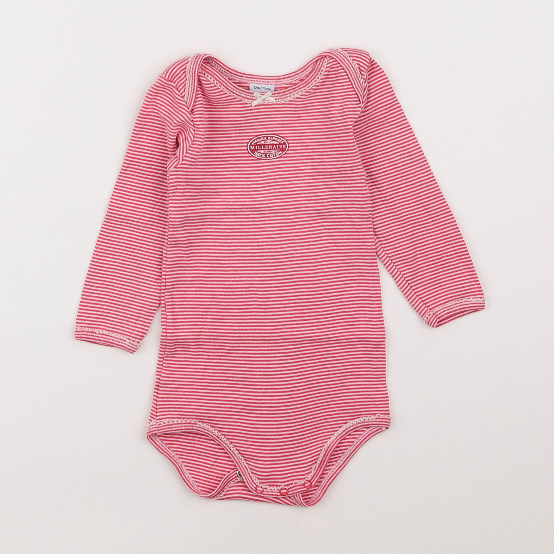 Petit Bateau - body rose - 12 mois