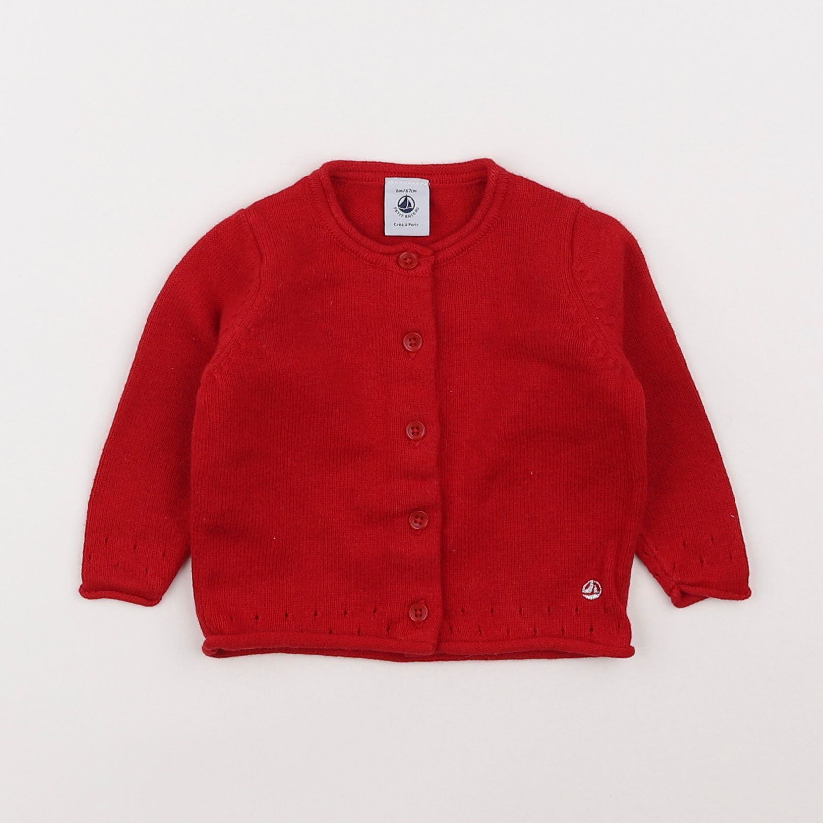 Petit Bateau - gilet rouge - 6 mois