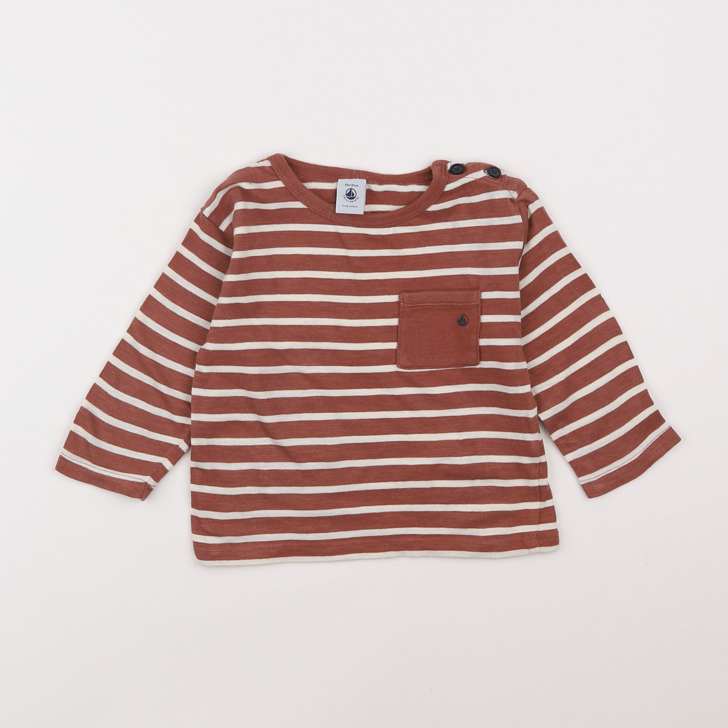 Petit Bateau - tee-shirt marron - 18 mois