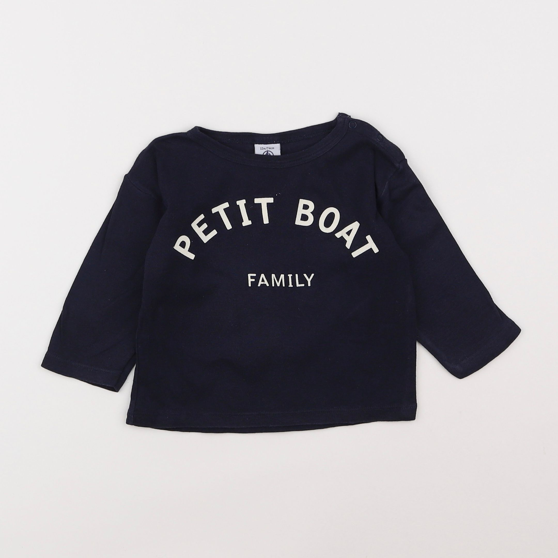 Petit Bateau - tee-shirt bleu - 12 mois