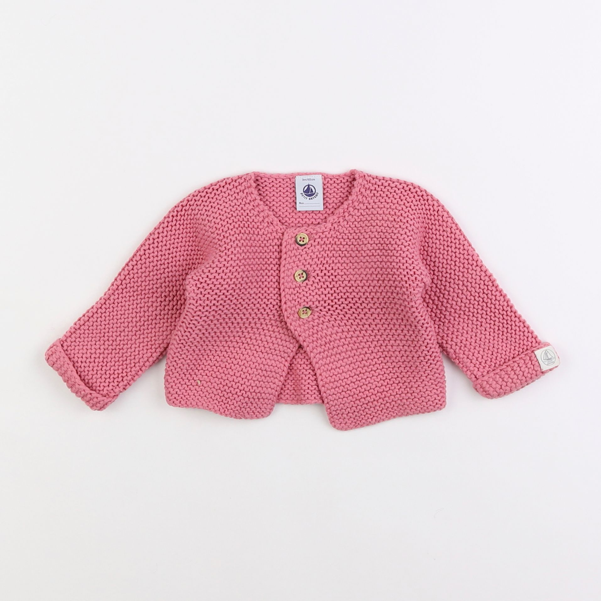 Petit Bateau - gilet rose - 3 mois