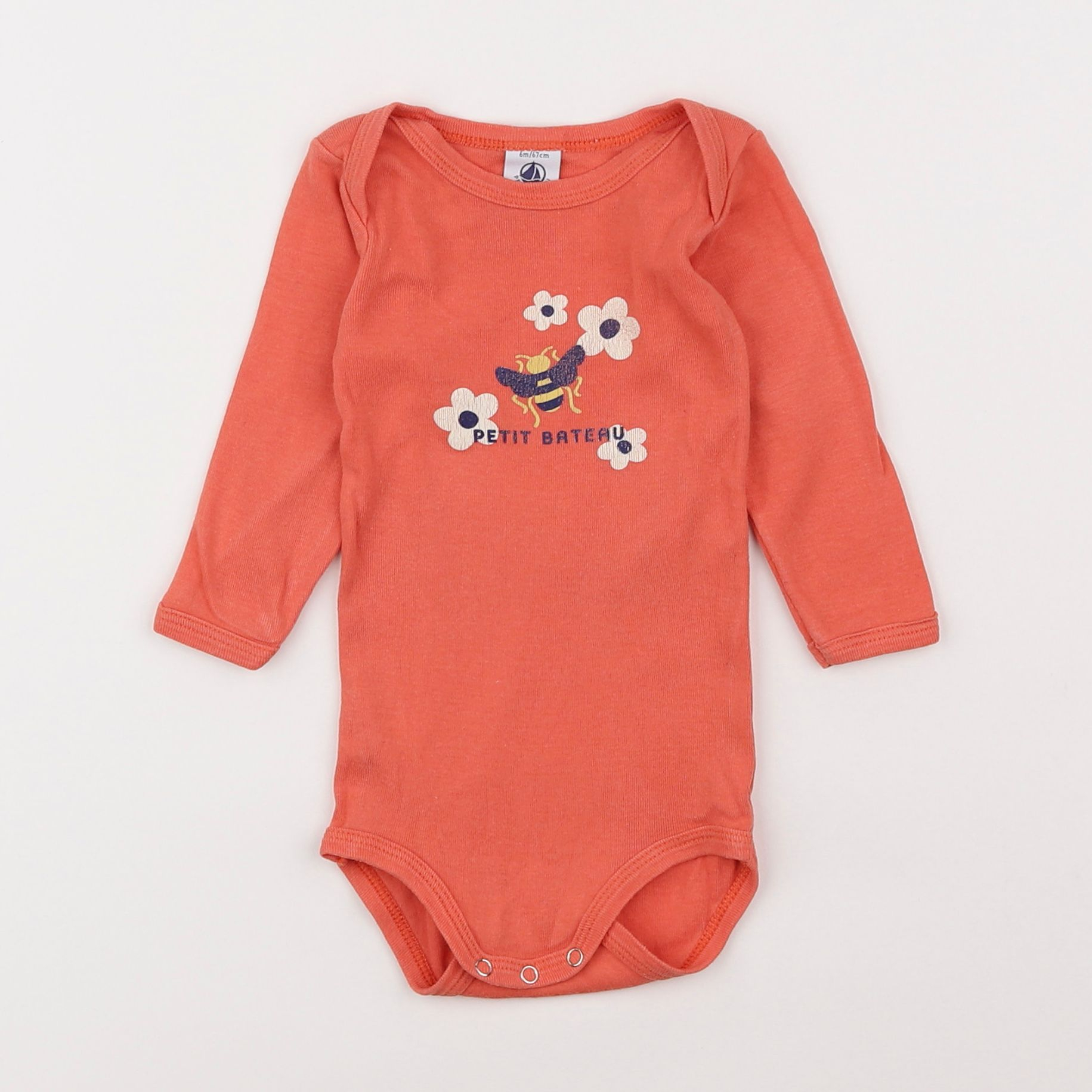 Petit Bateau - body orange - 6 mois