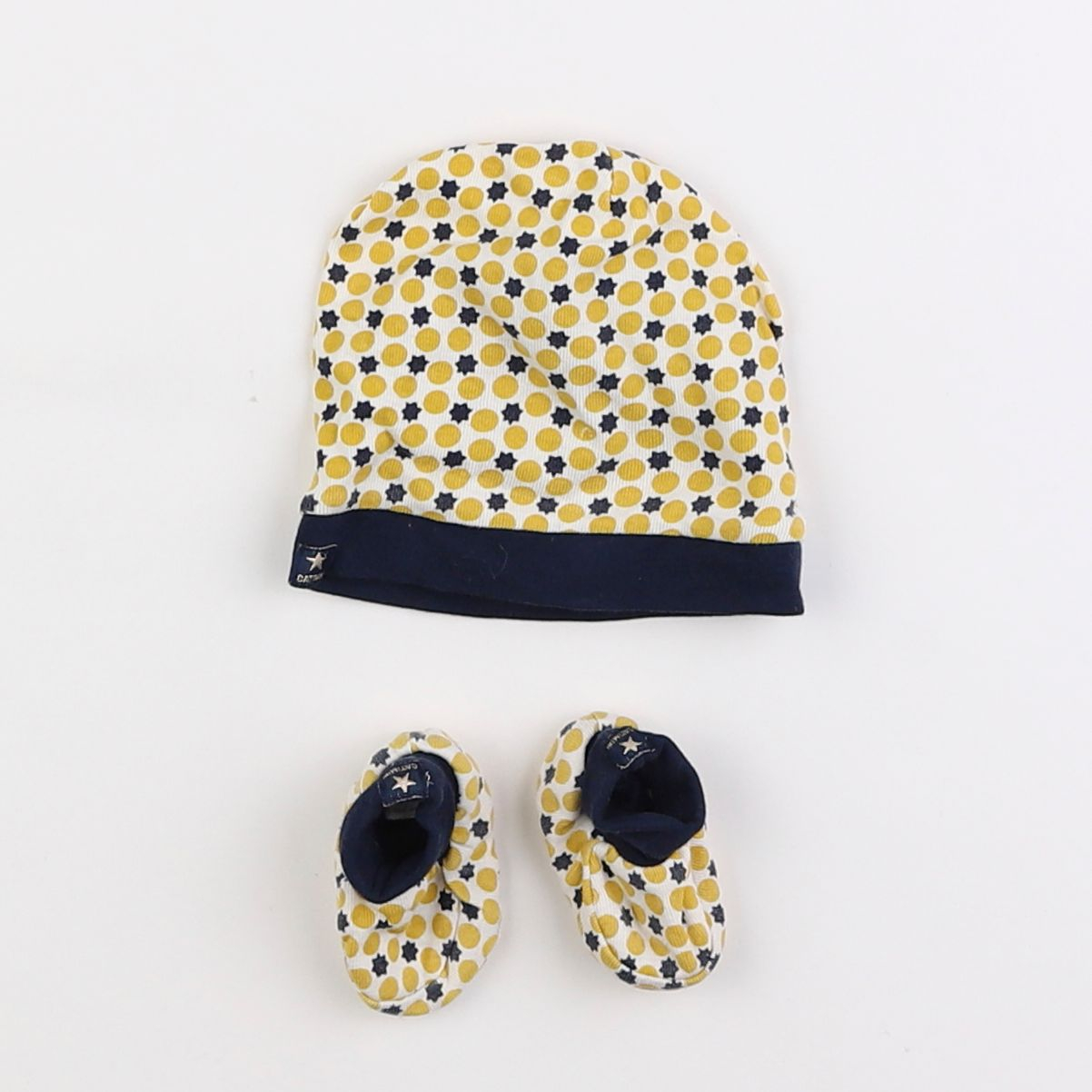 Catimini - ensemble bonnet/moufles jaune - 0/3 mois