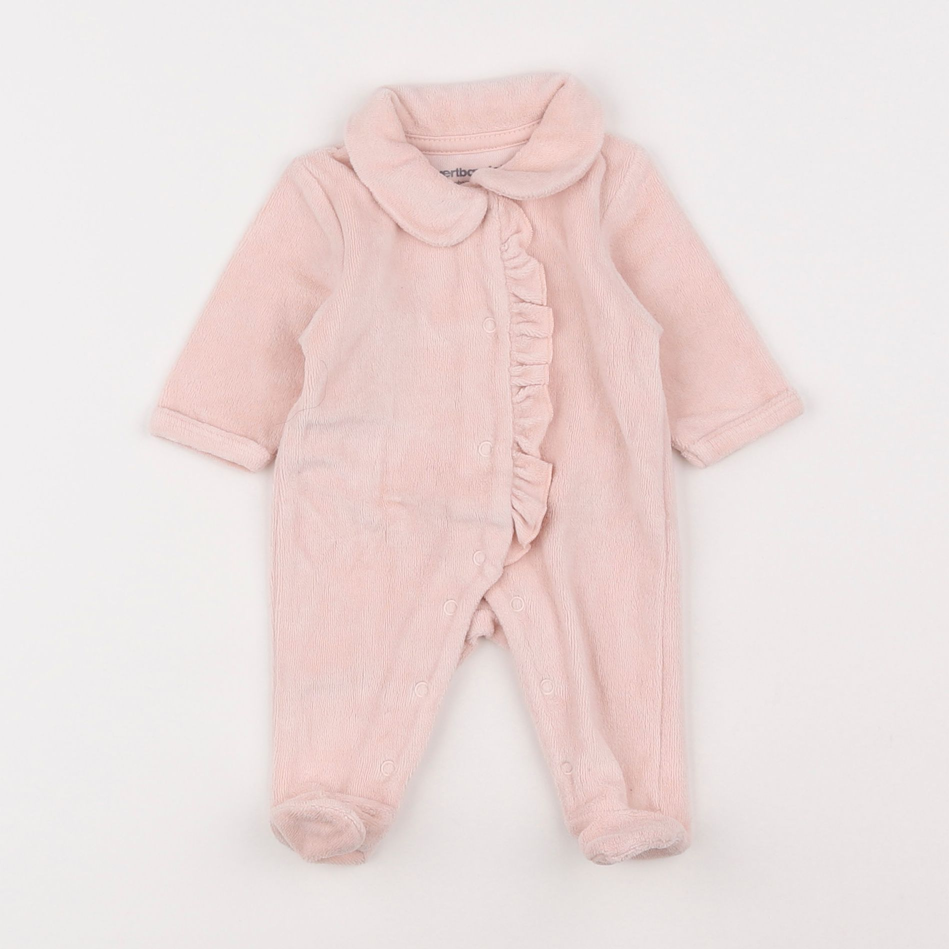 Vertbaudet - pyjama velours rose - 0 mois