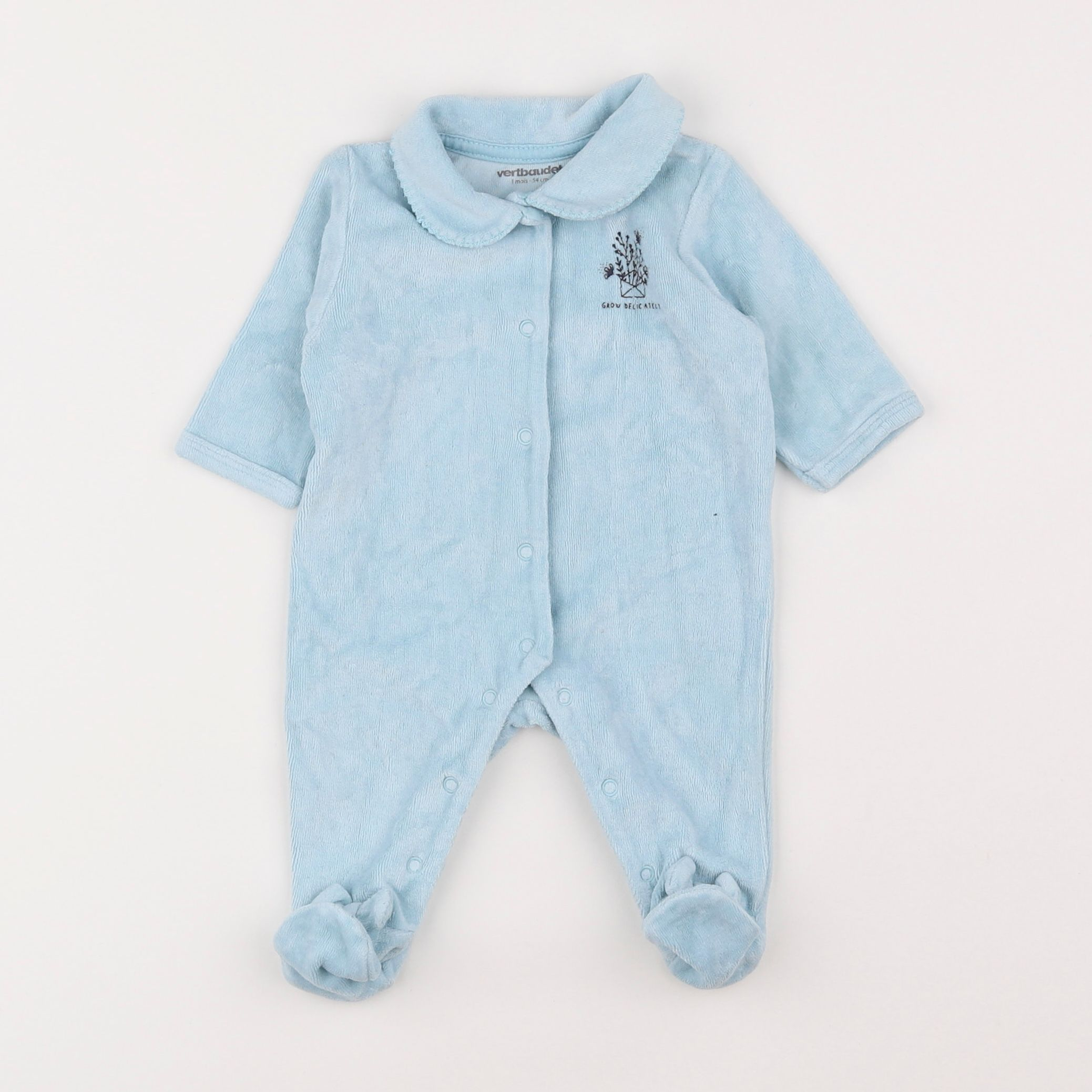 Vertbaudet - pyjama velours bleu - 1 mois