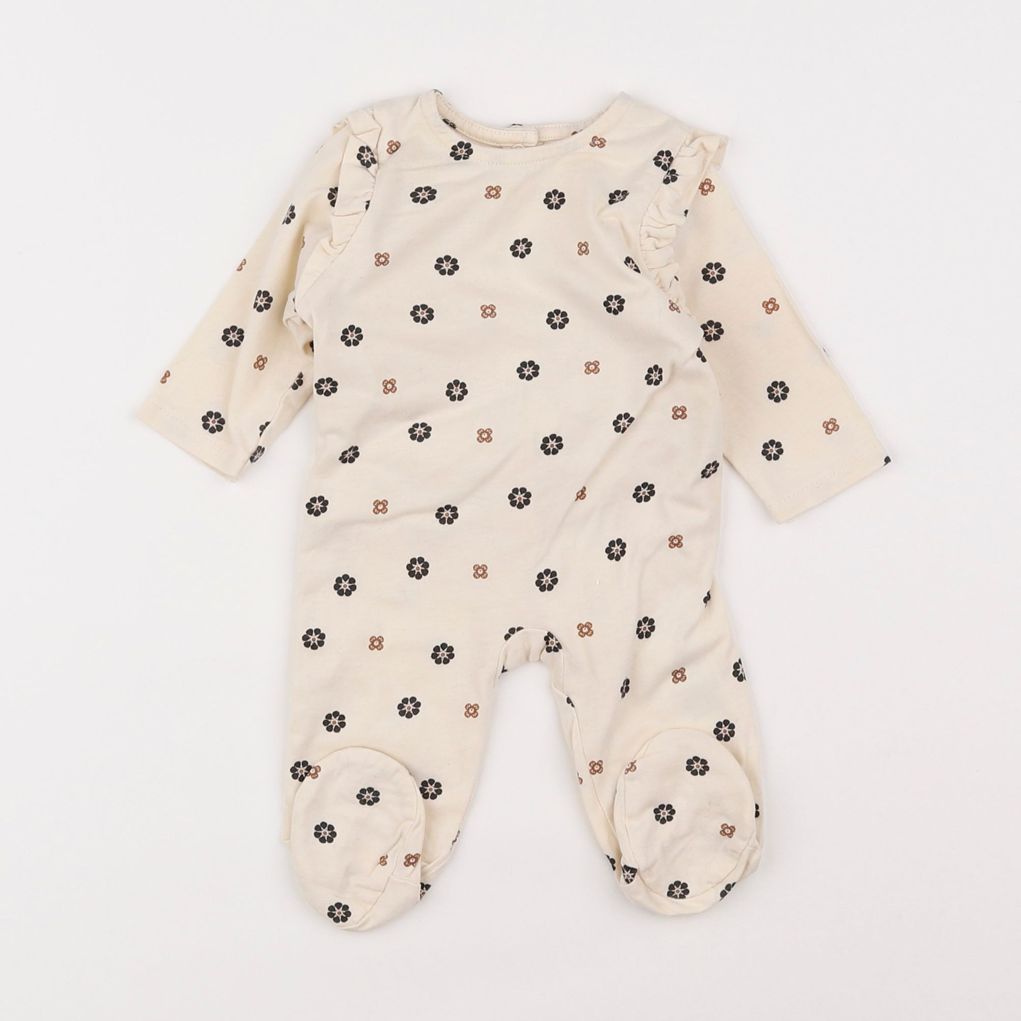 Vertbaudet - pyjama coton beige - 1 mois