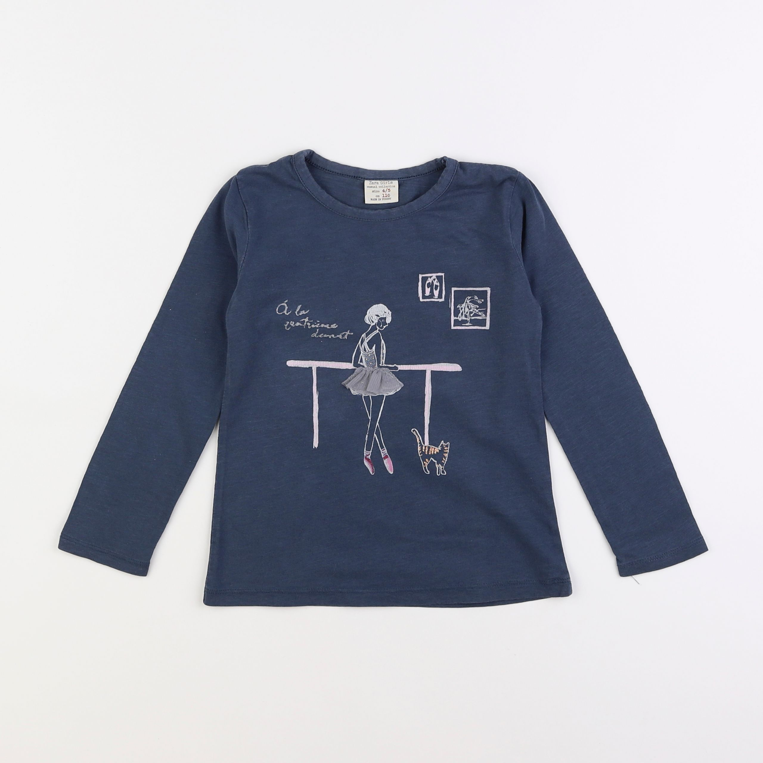 Zara - tee-shirt bleu - 4/5 ans