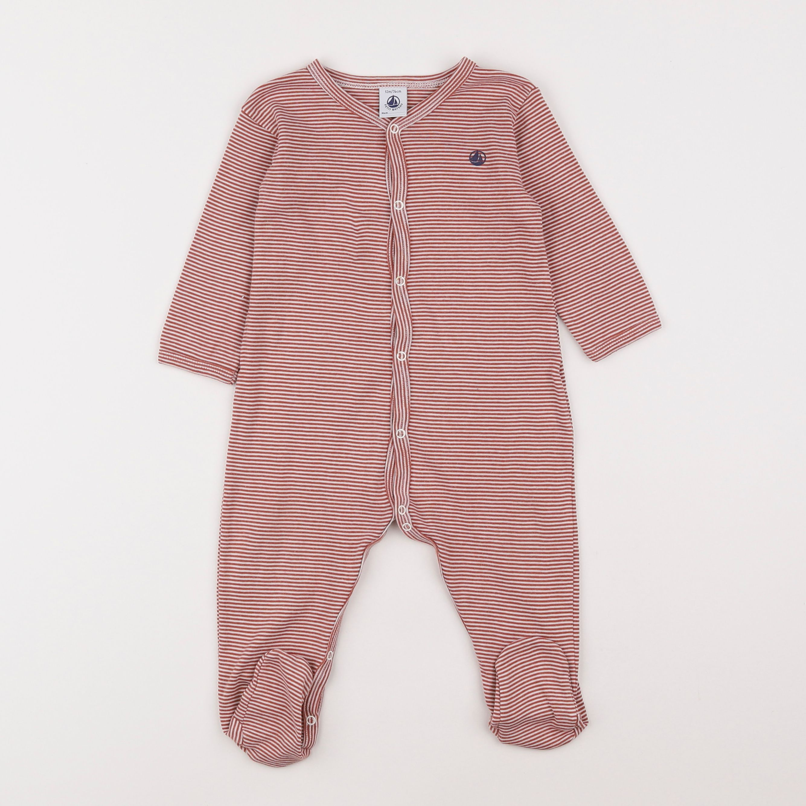 Petit Bateau - pyjama coton rouge - 12 mois