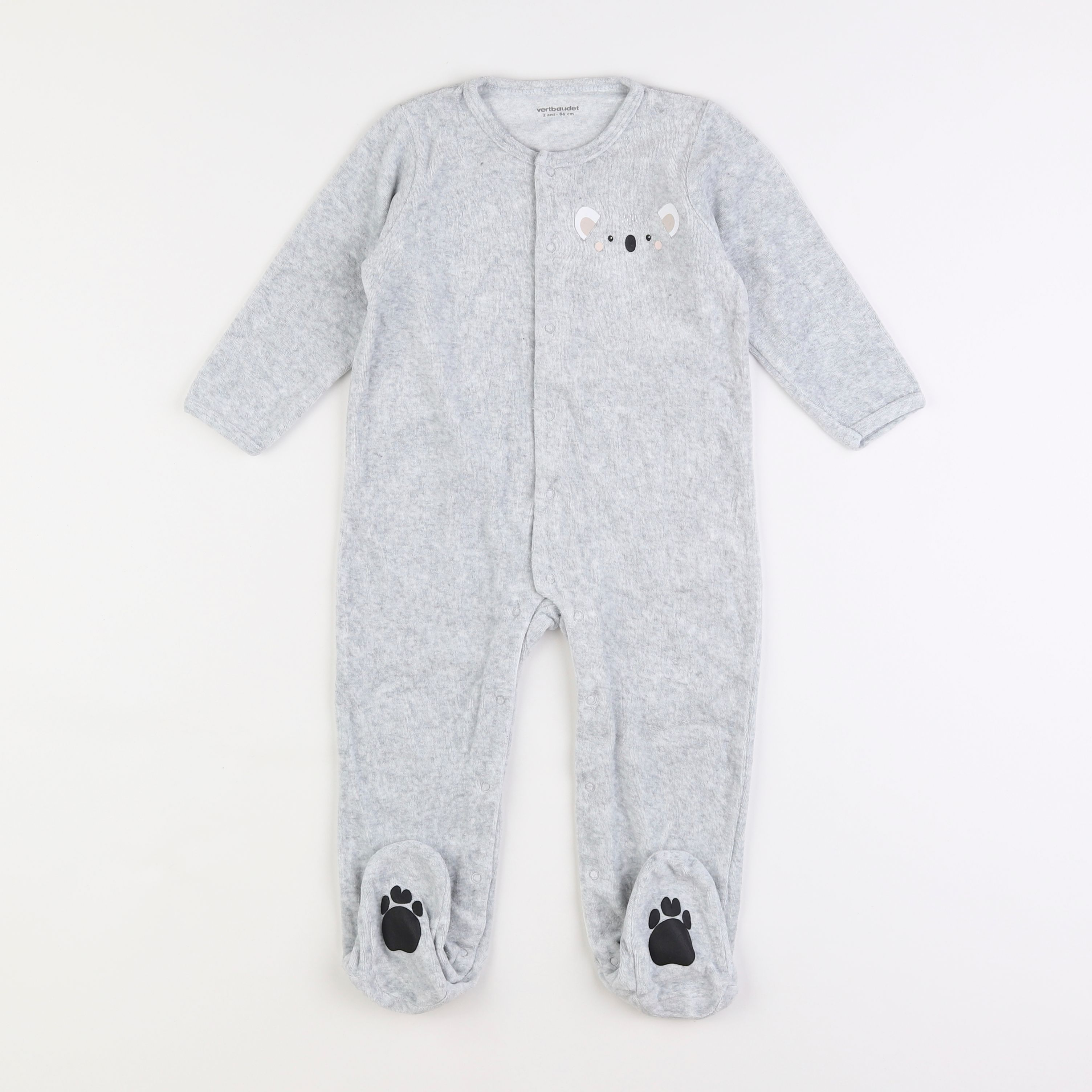 Vertbaudet - pyjama velours gris - 2 ans