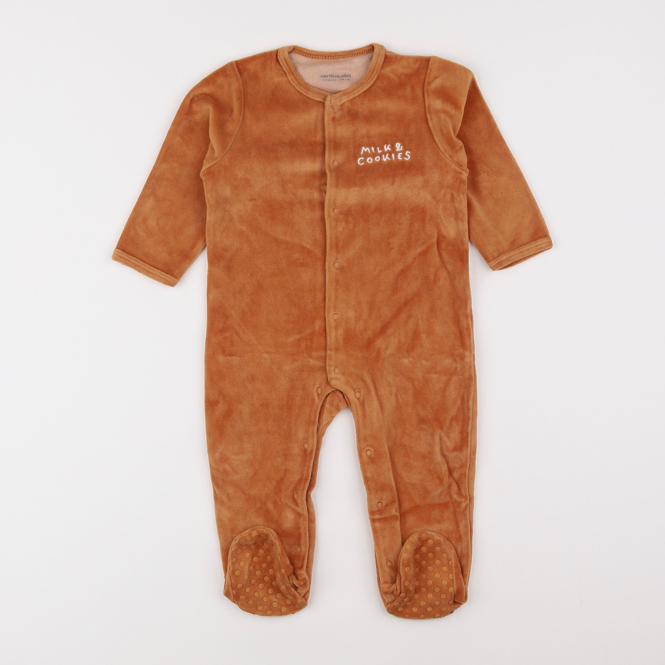 Vertbaudet - pyjama velours marron - 12 mois