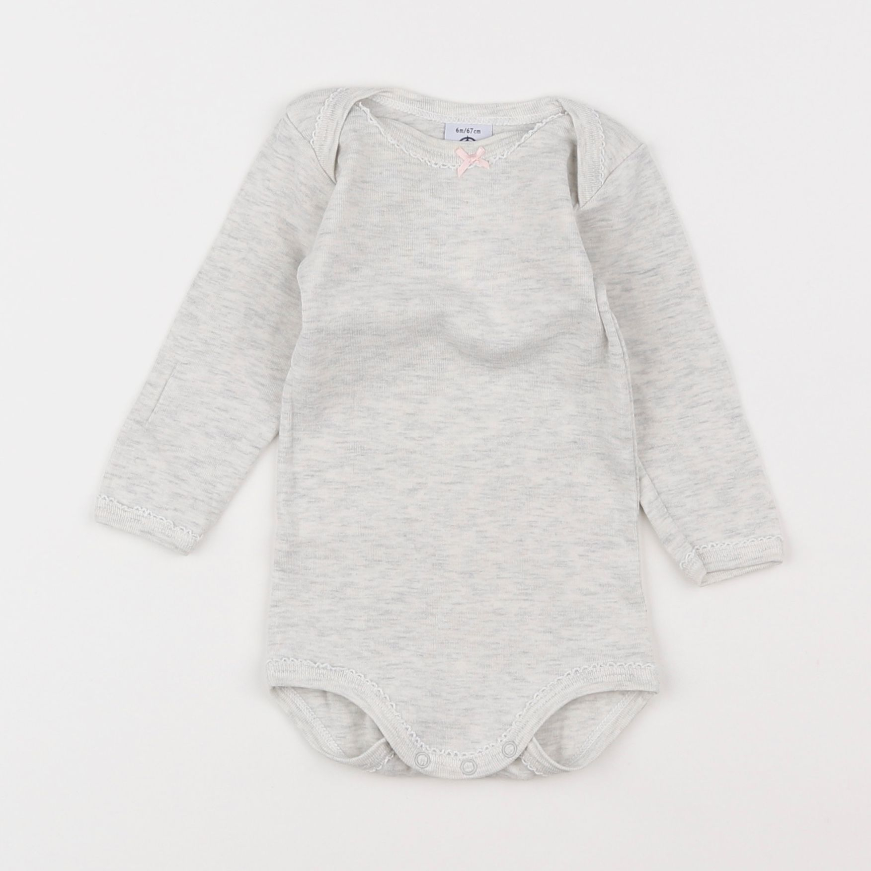 Petit Bateau - body gris - 6 mois