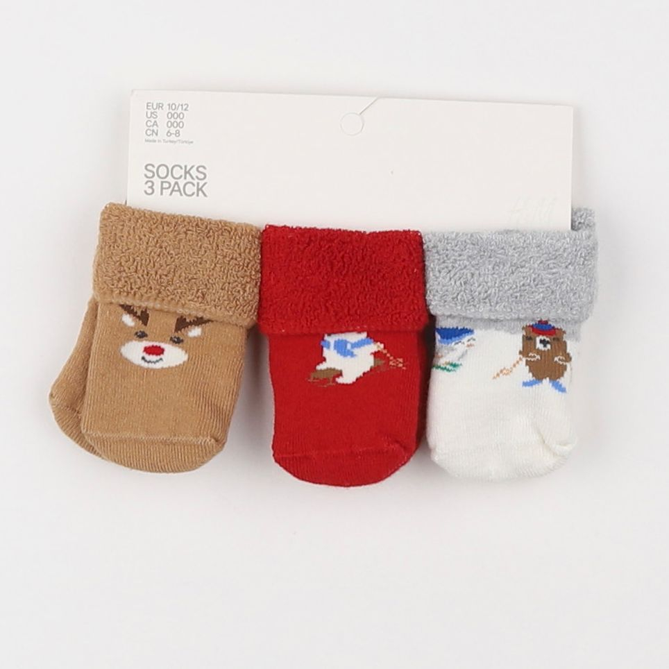 H&M - lot de 3 chaussettes rouge - 0/1 mois