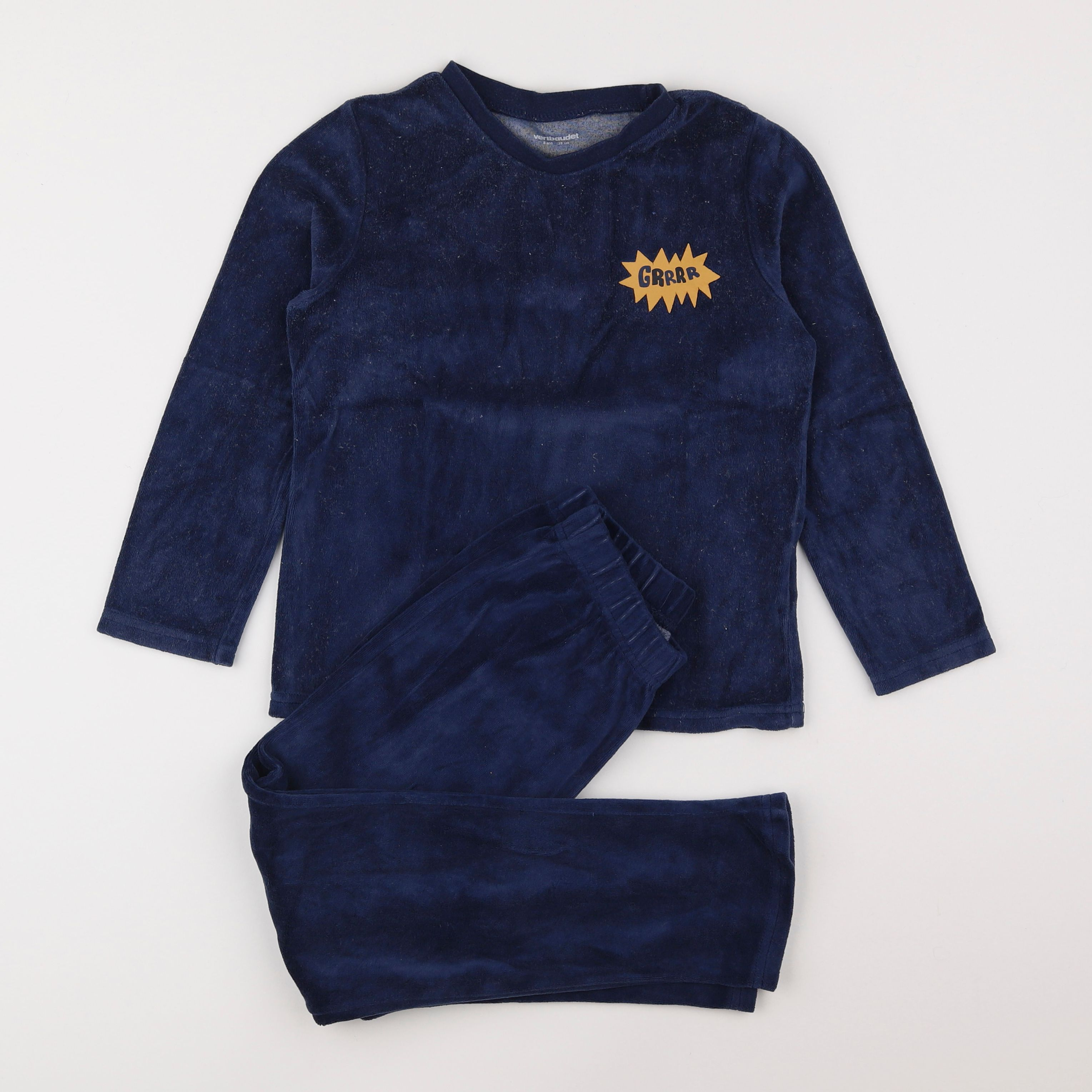 Vertbaudet - pyjama velours bleu - 8 ans