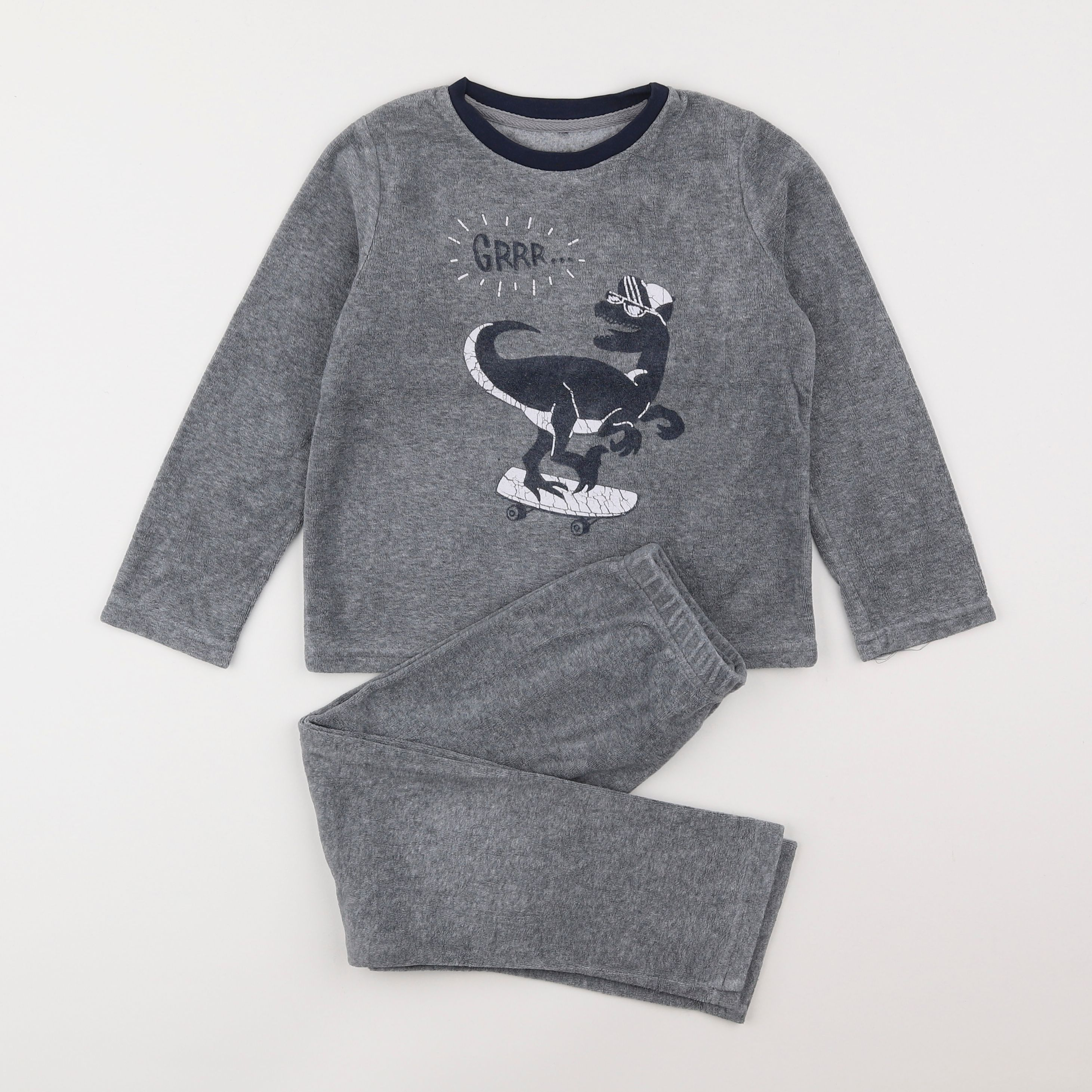 Vertbaudet - pyjama velours gris - 4 ans