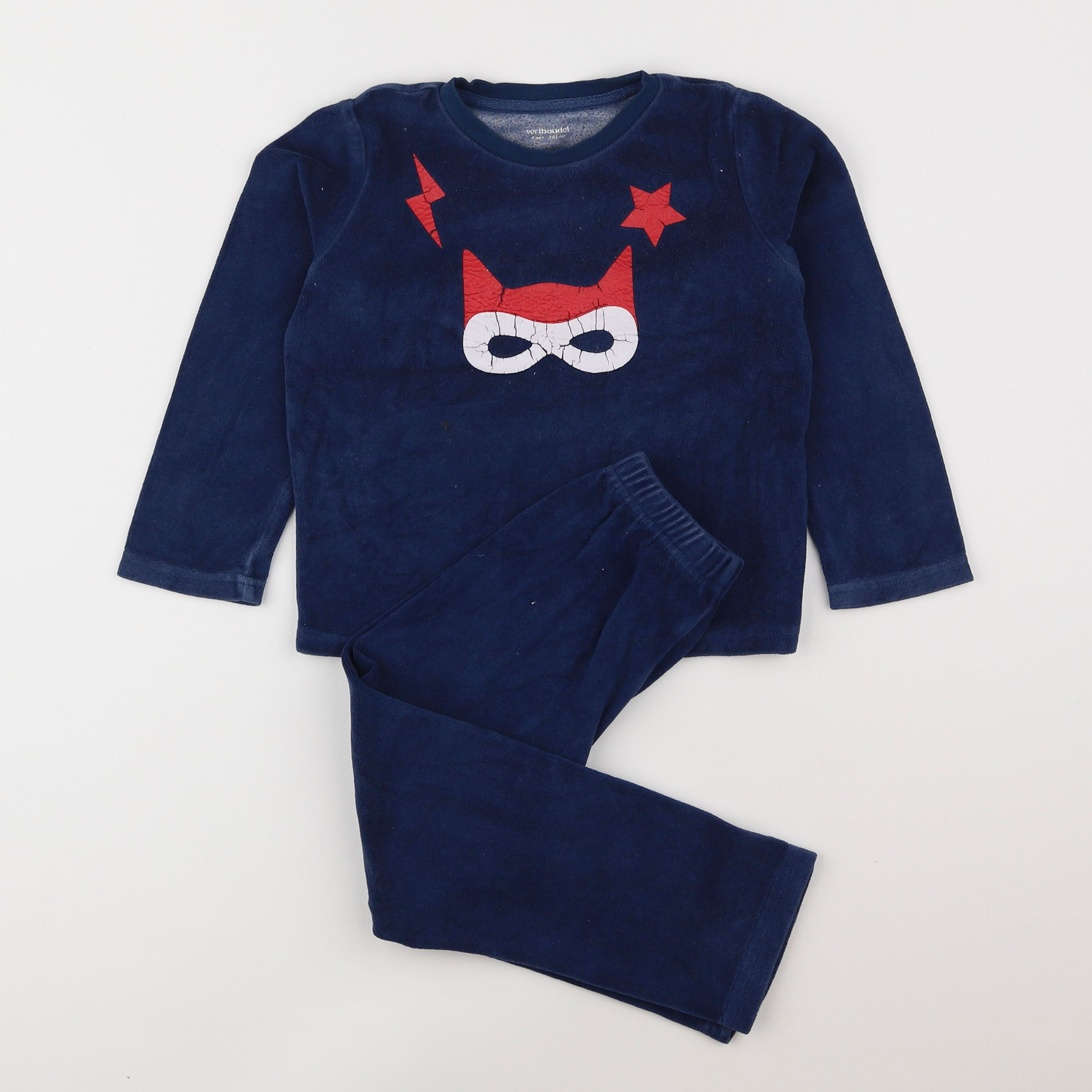 Vertbaudet - pyjama velours bleu - 4 ans