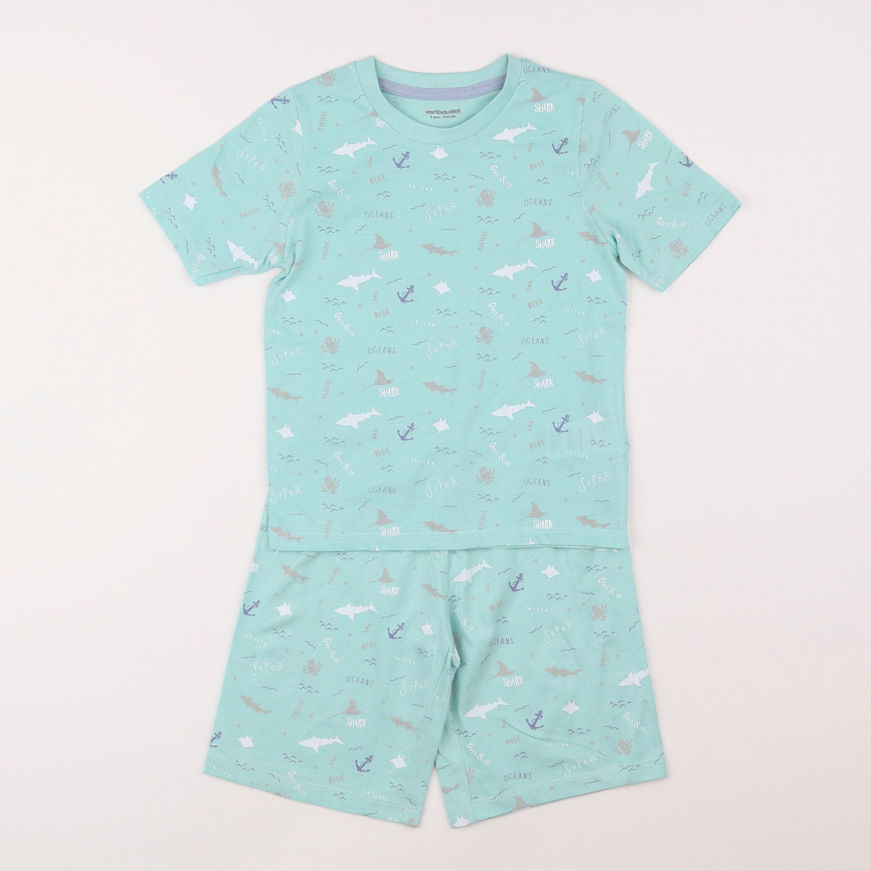 Vertbaudet - pyjama coton vert - 5 ans