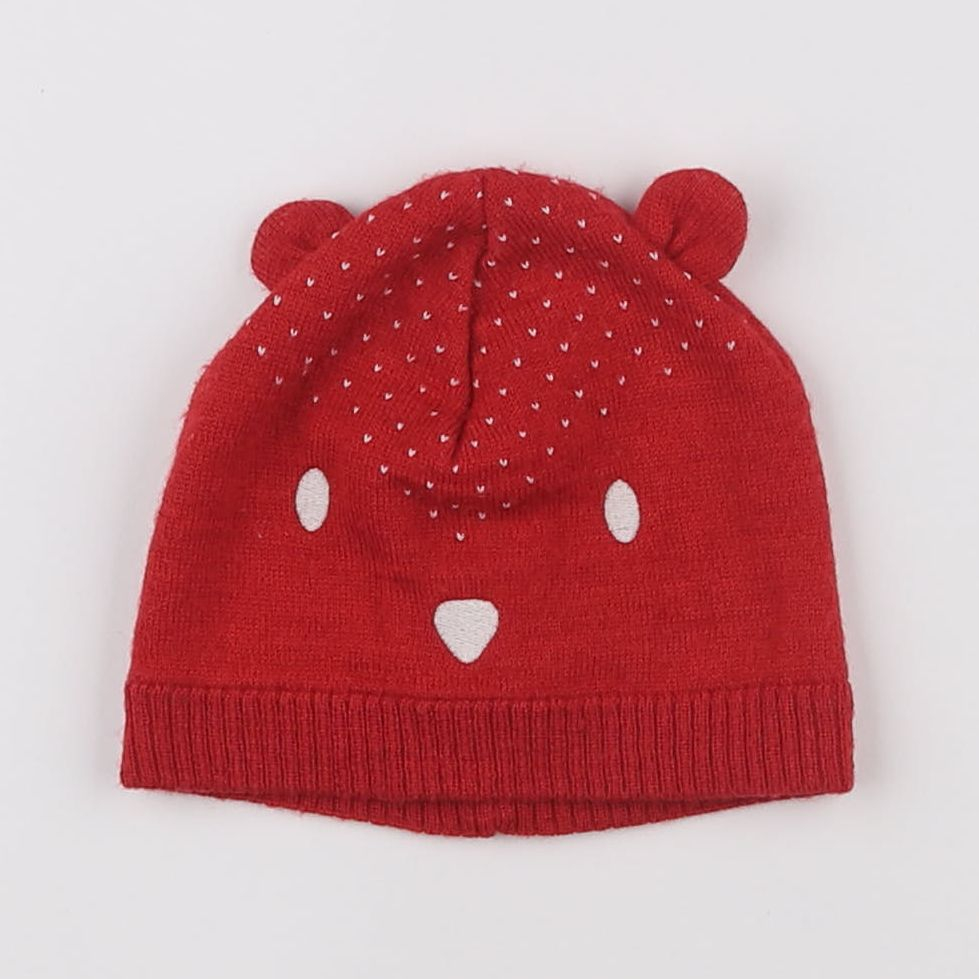 Petit Bateau - bonnet rouge - 2/3 ans