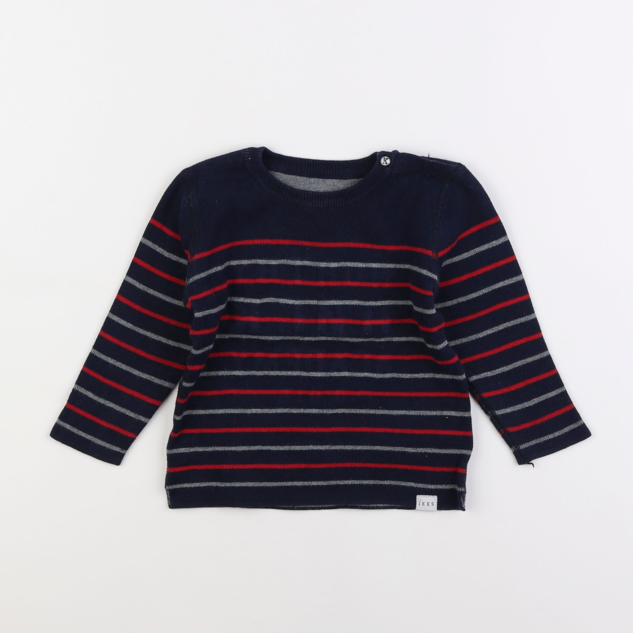 IKKS - pull bleu, rouge - 18 mois