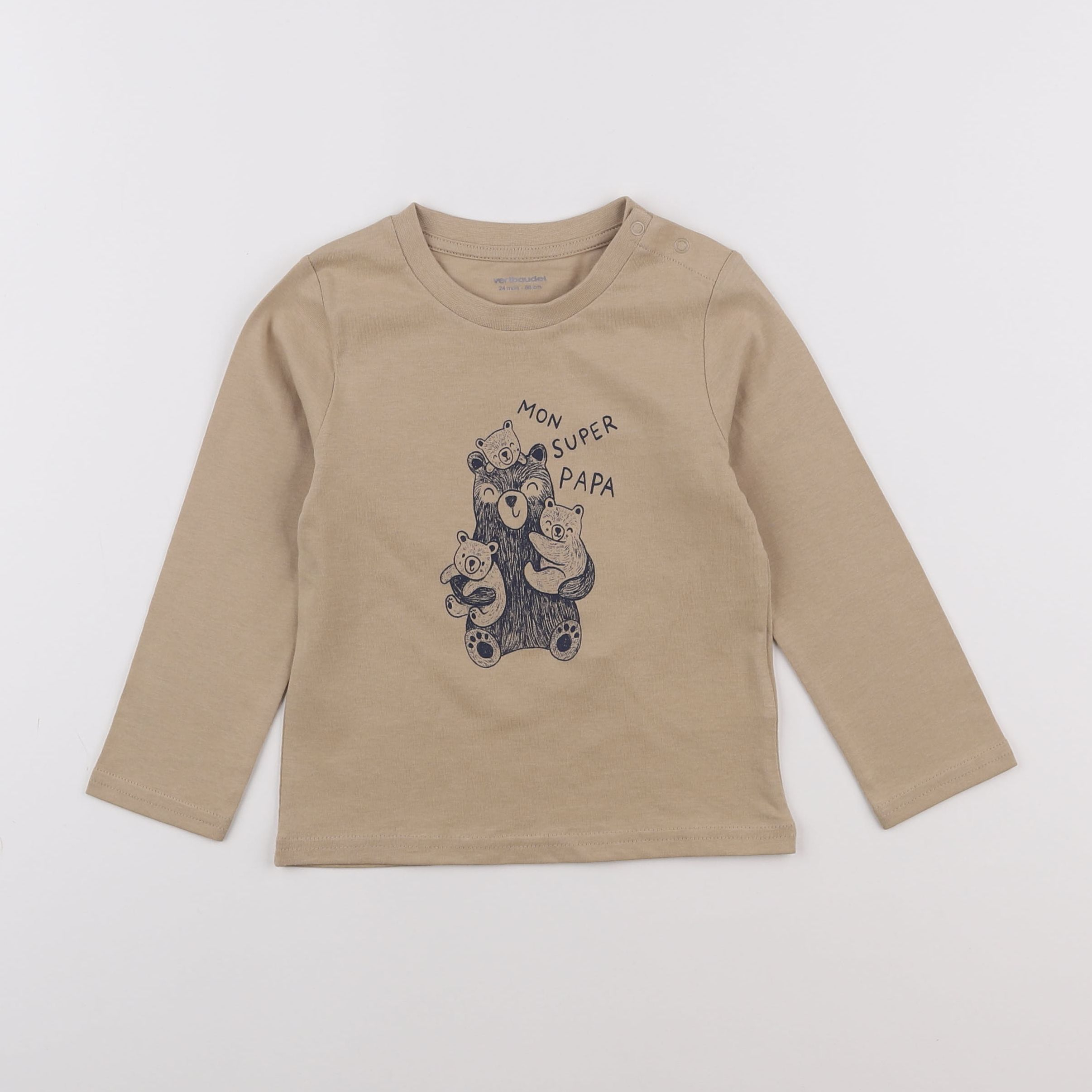 Vertbaudet - tee-shirt beige - 2 ans