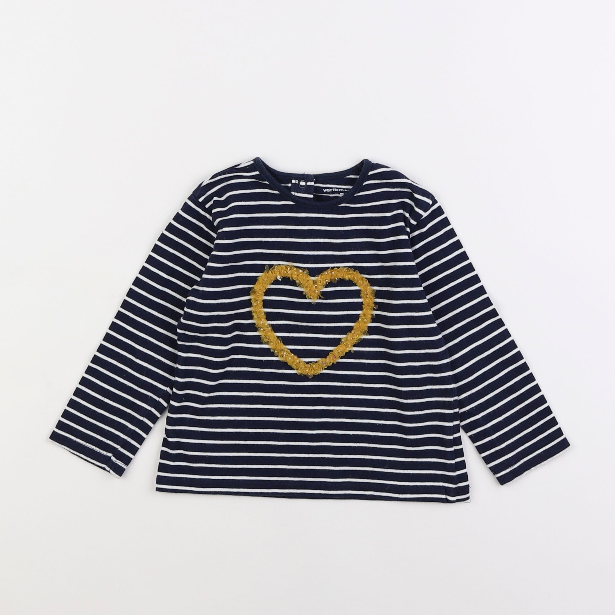 Vertbaudet - tee-shirt bleu, jaune - 2 ans