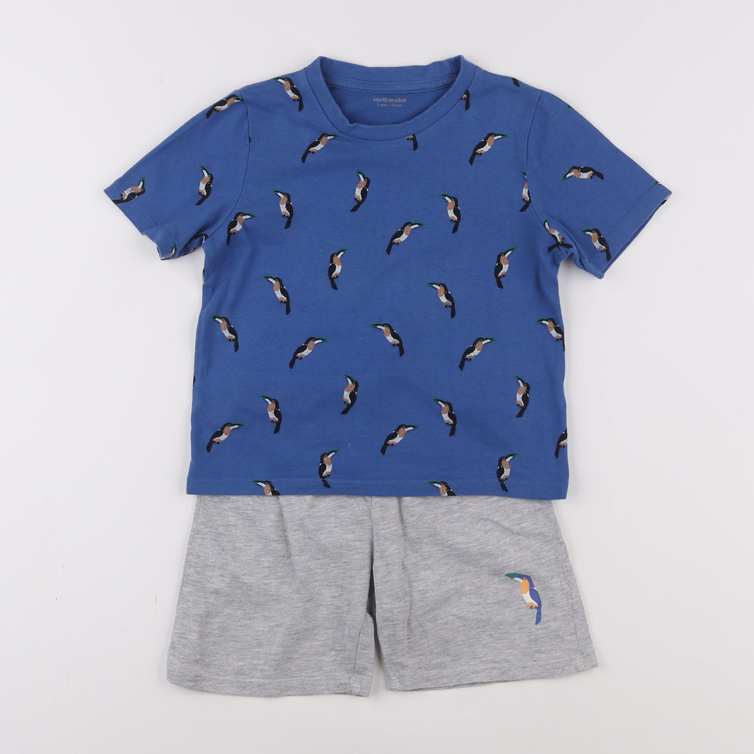 Vertbaudet - pyjama coton bleu, gris - 5 ans