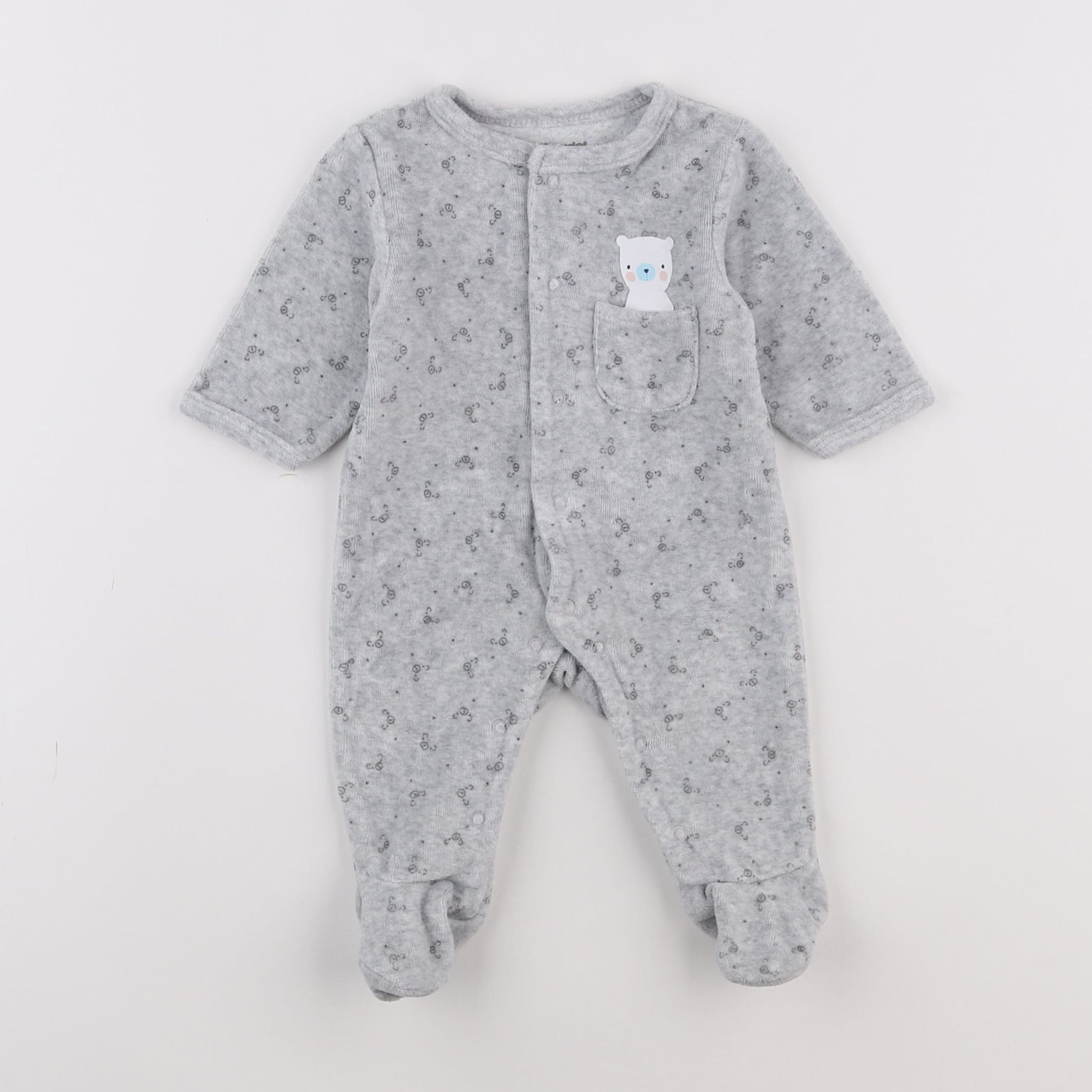 Vertbaudet - pyjama velours gris - 1 mois