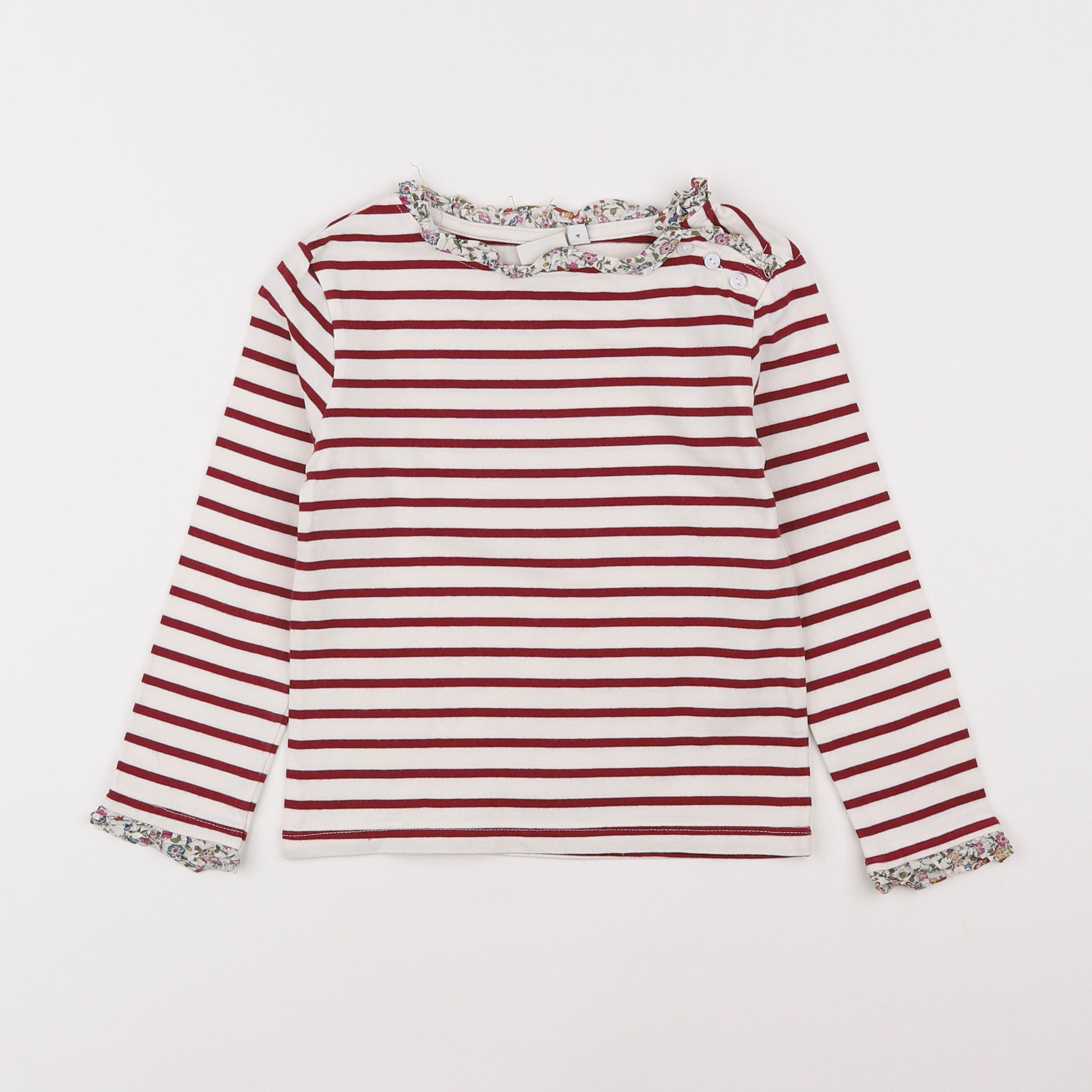 Cyrillus - pull blanc, rouge - 4 ans