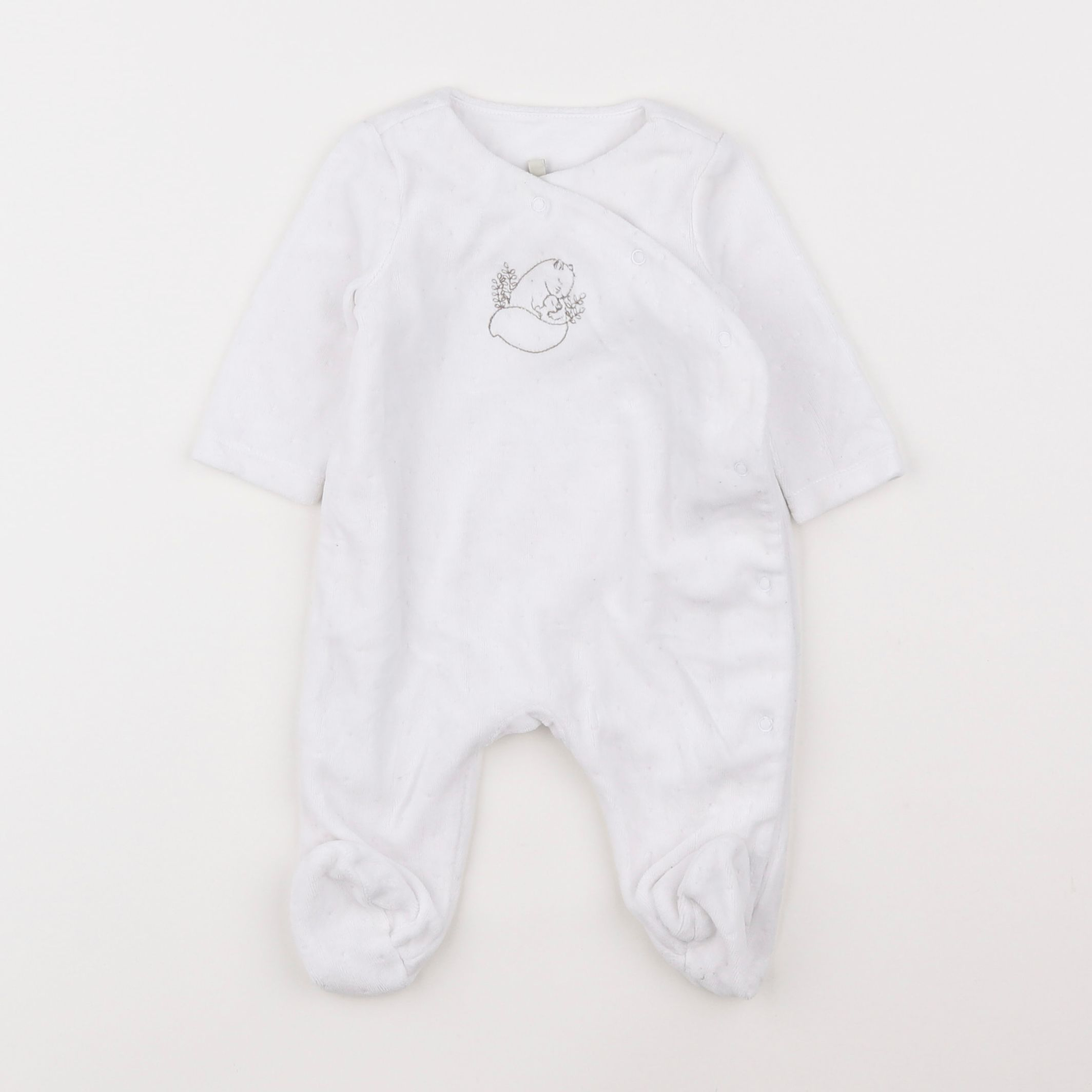 Natalys - pyjama velours blanc - 1 mois