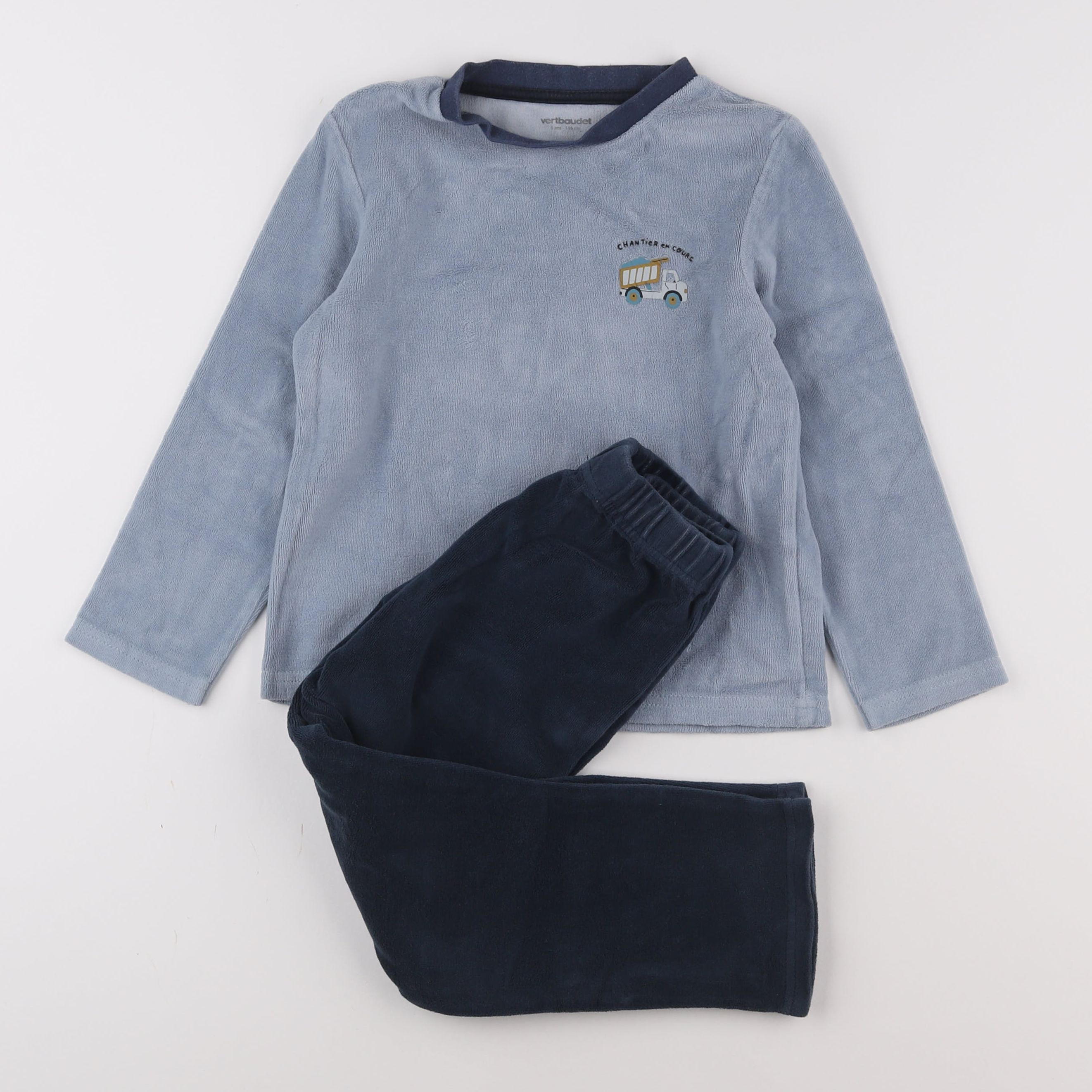 Vertbaudet - pyjama velours bleu - 6 ans