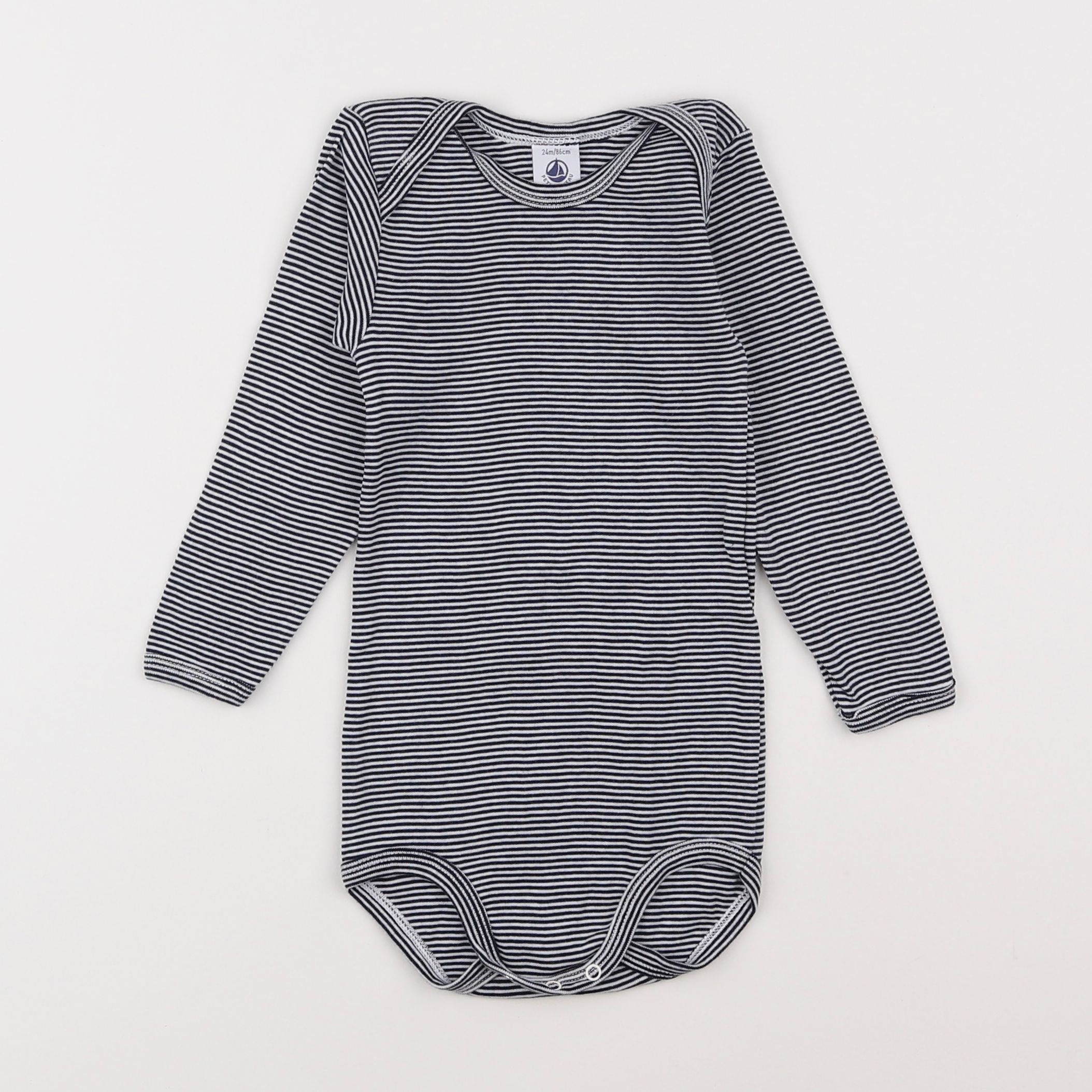 Petit Bateau - body bleu, blanc - 2 ans