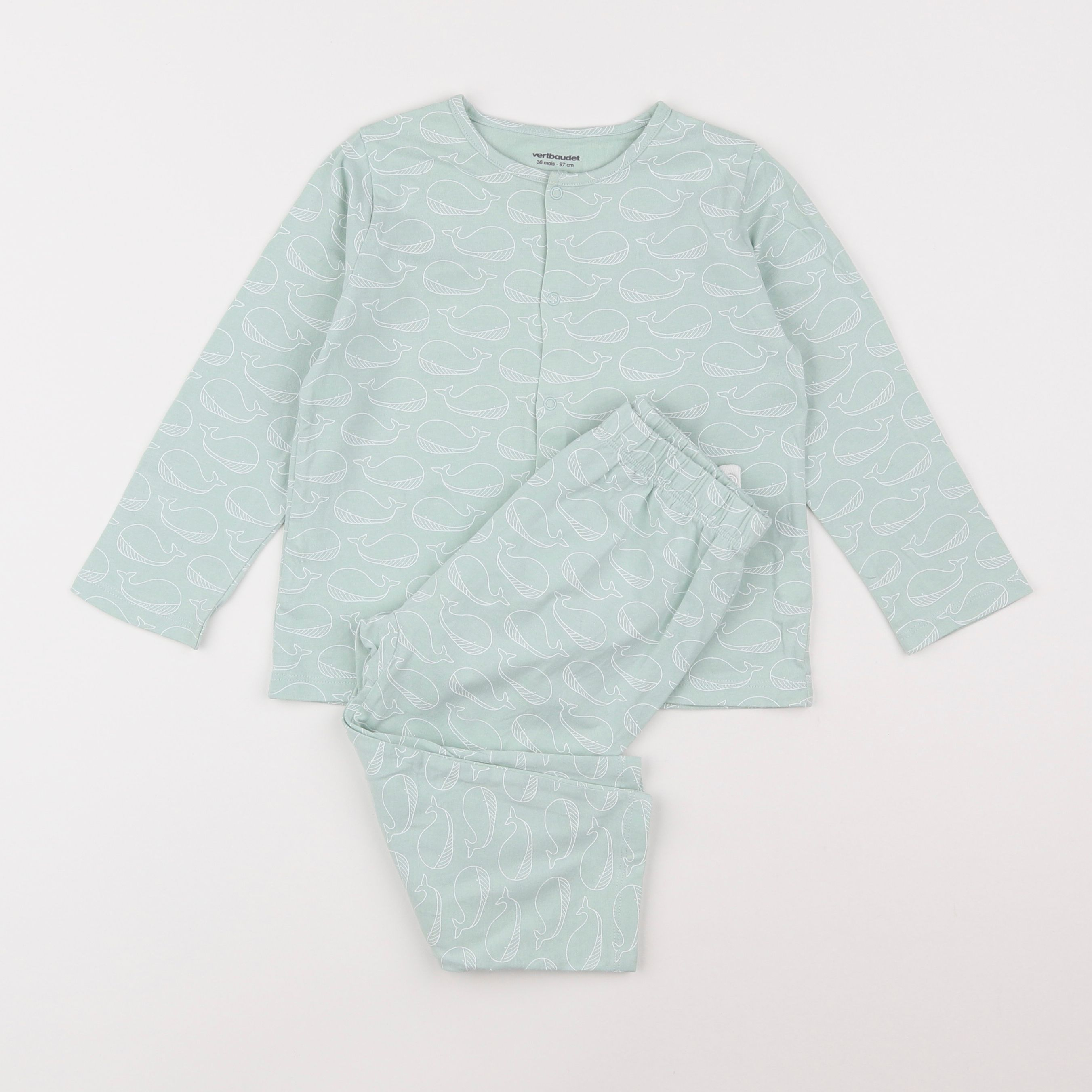 Vertbaudet - pyjama coton vert - 3 ans