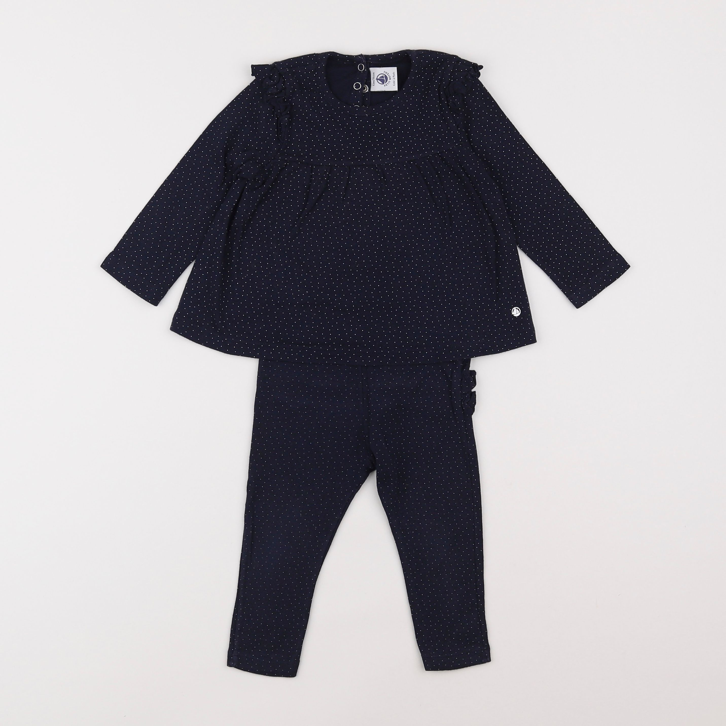 Petit Bateau - ensemble bleu - 12 mois