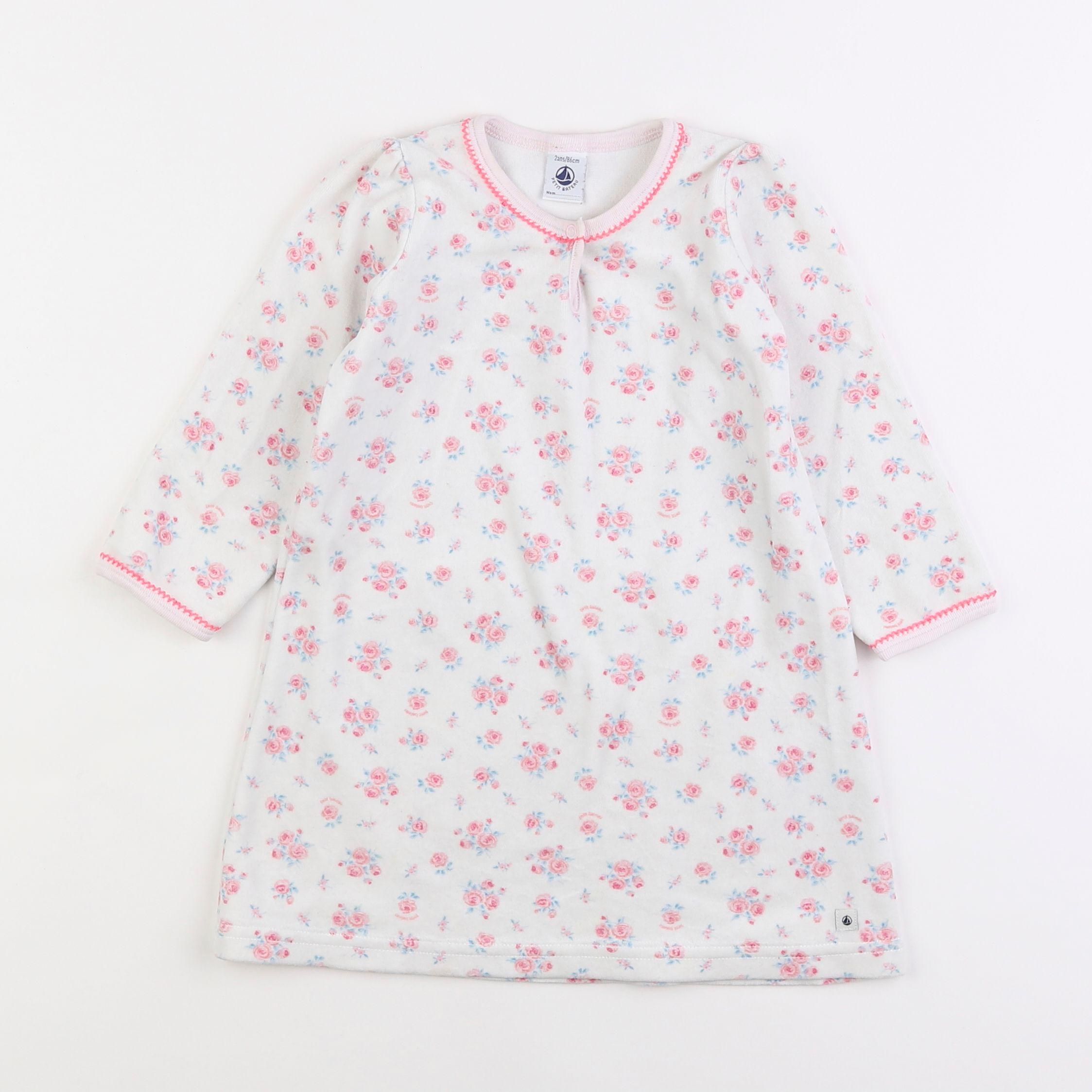 Petit Bateau - chemise de nuit velours multicolore - 2 ans