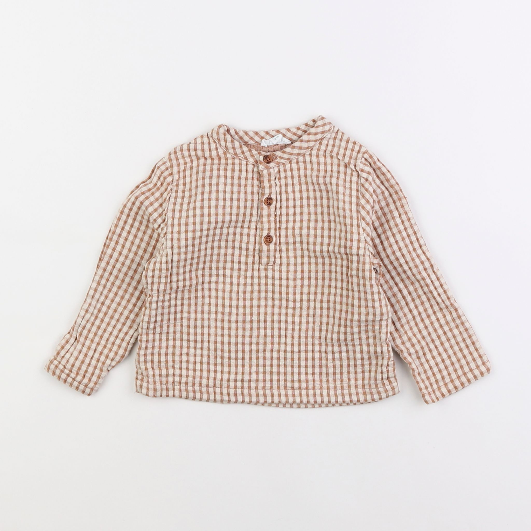 Vertbaudet - chemise marron - 12 mois