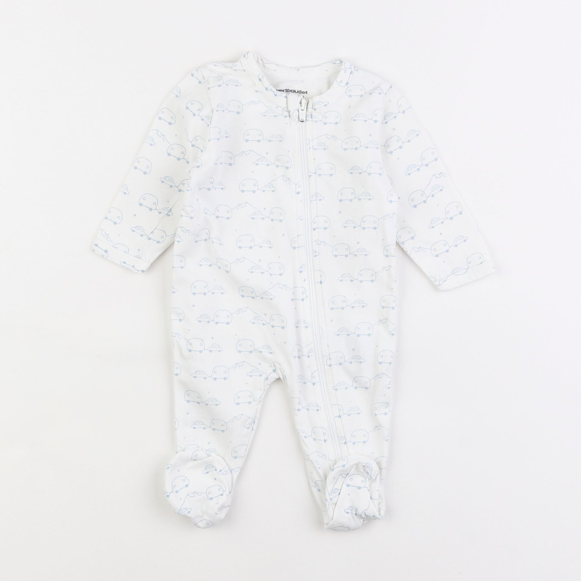 Vertbaudet - pyjama coton blanc, bleu - 1 mois