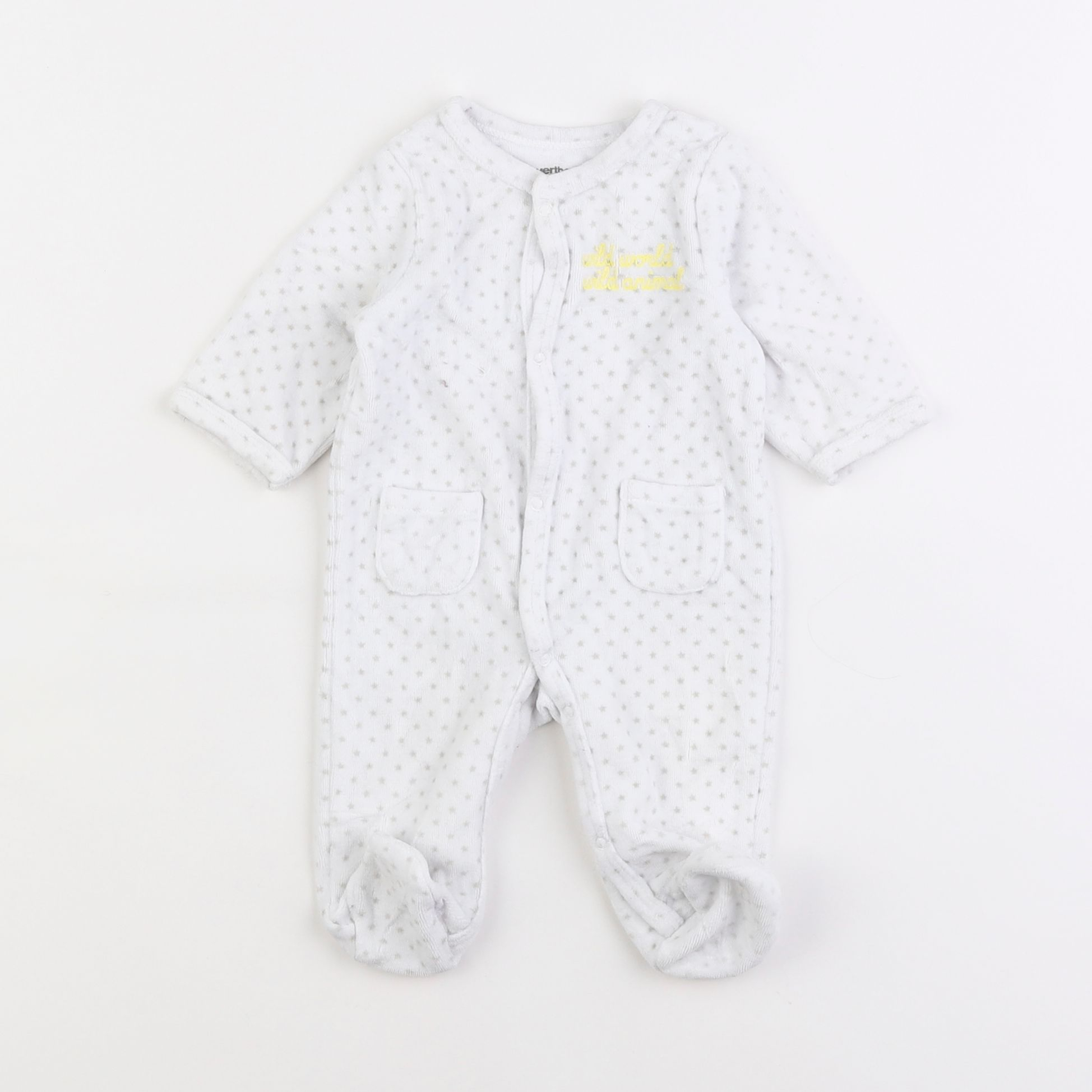 Vertbaudet - pyjama velours blanc - 1 mois