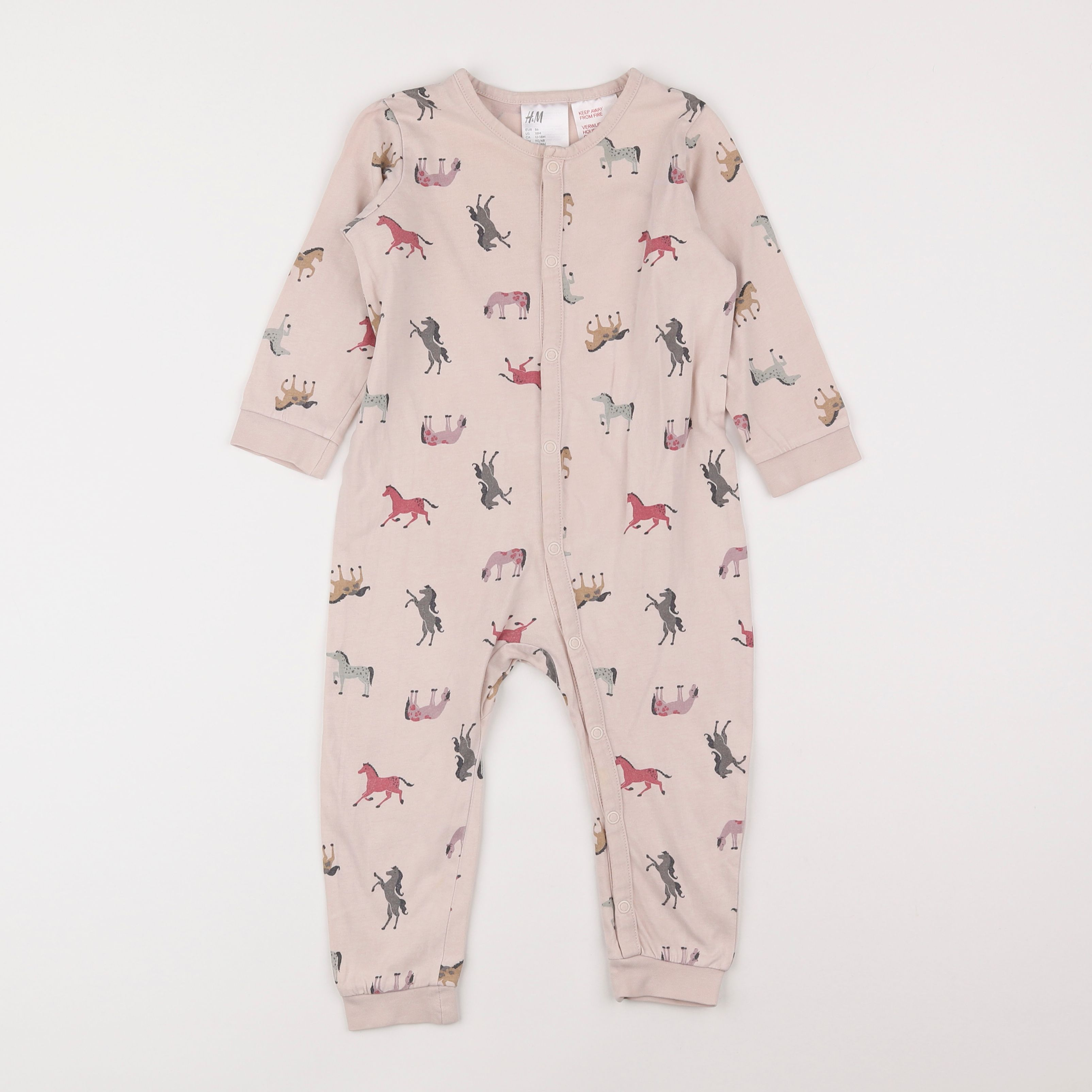 H&M - pyjama coton rose - 12/18 mois