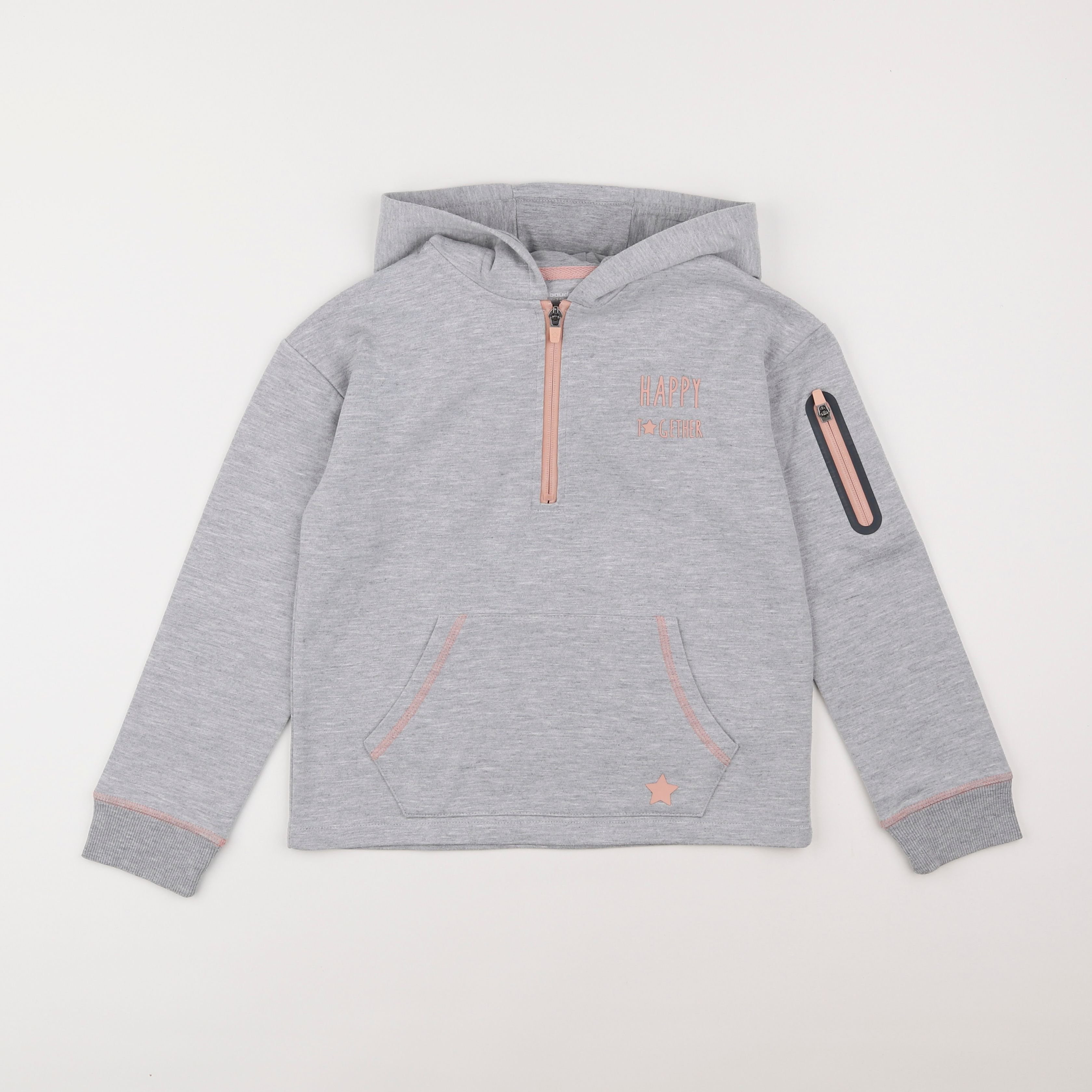 Vertbaudet - sweat gris, rose - 10 ans