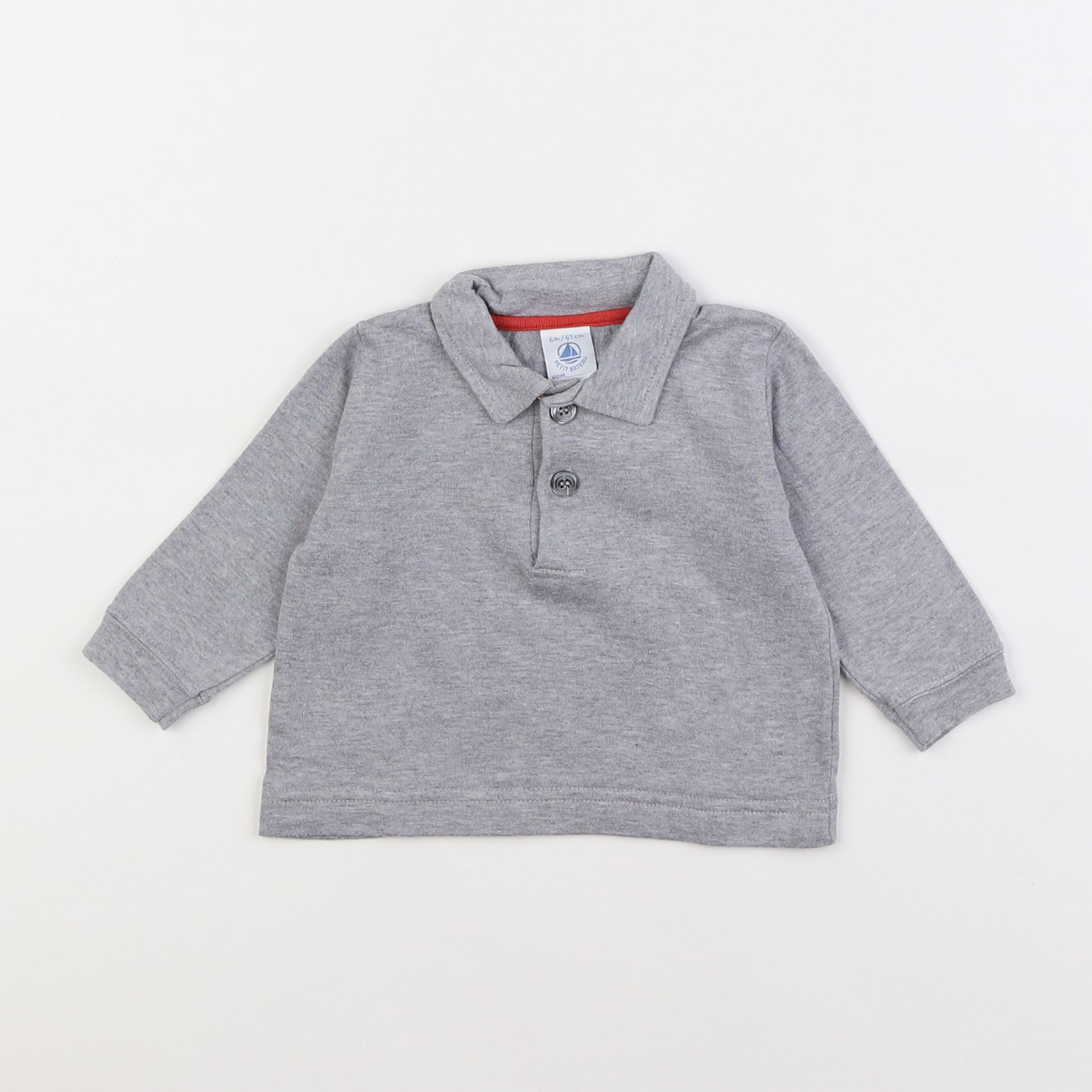 Petit Bateau - polo imprimé au dos gris - 6 mois