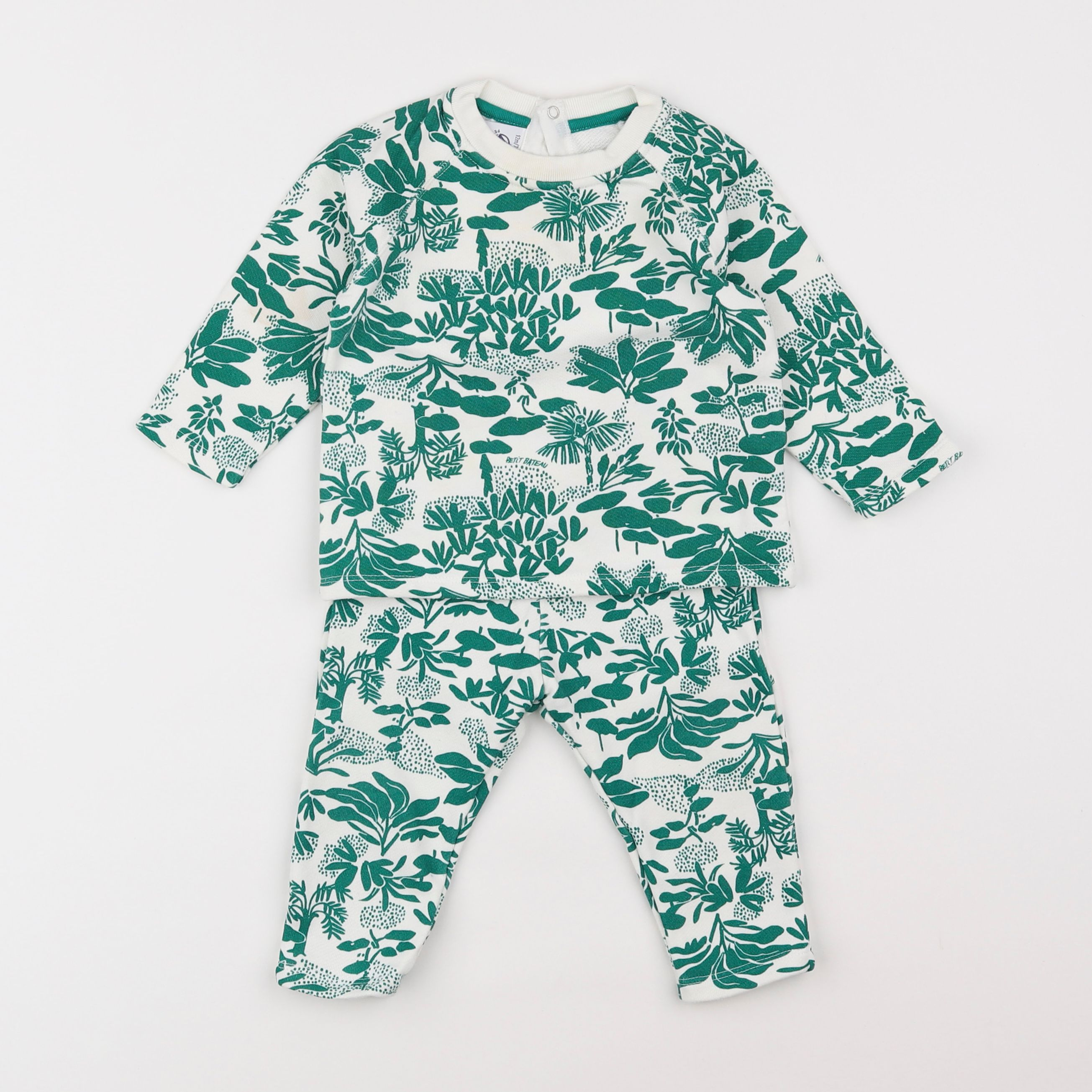 Petit Bateau - ensemble vert - 12 mois