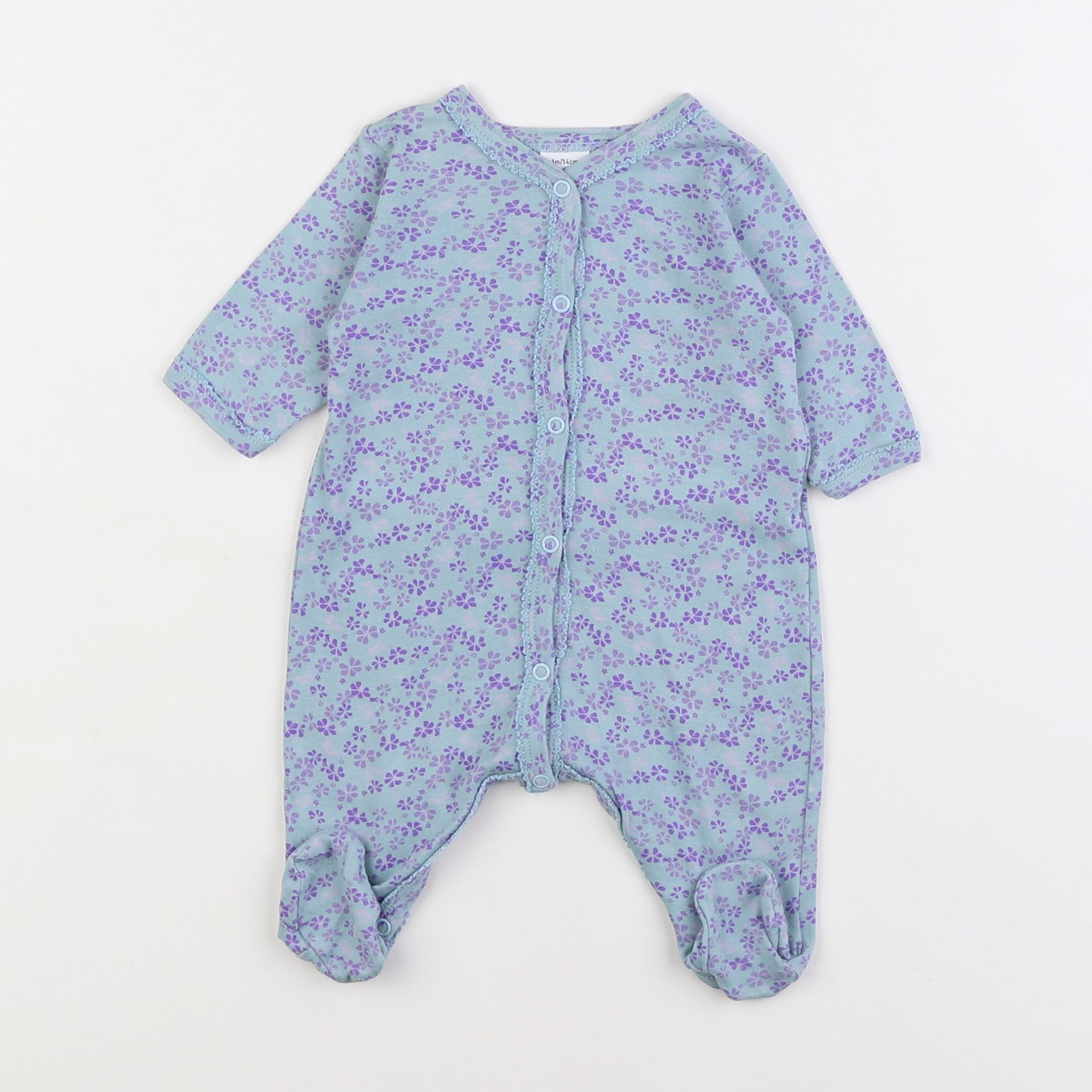 Petit Bateau - pyjama coton bleu, violet - 1 mois