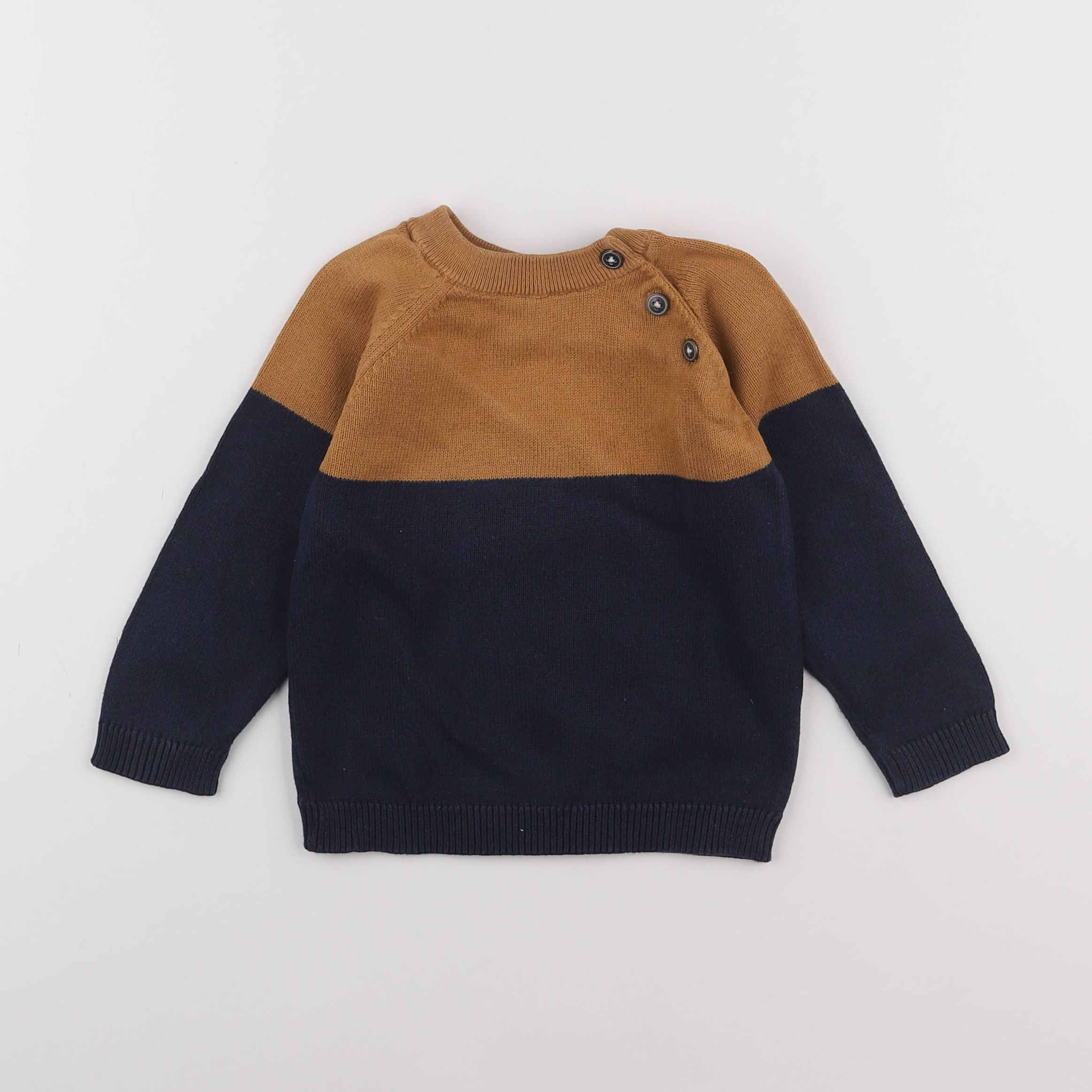 Vertbaudet - pull marron, bleu - 2 ans