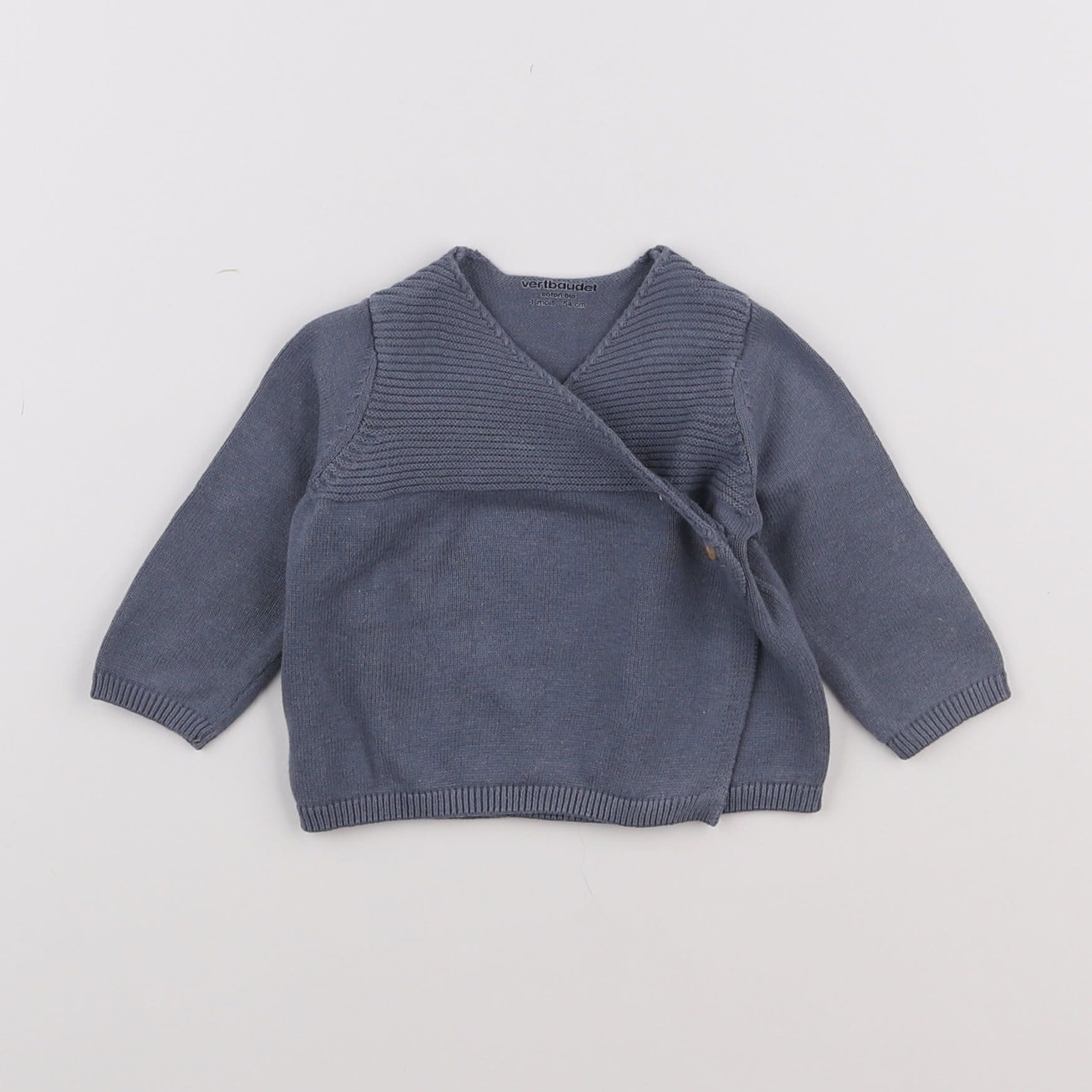 Vertbaudet - pull gris, bleu - 1 mois