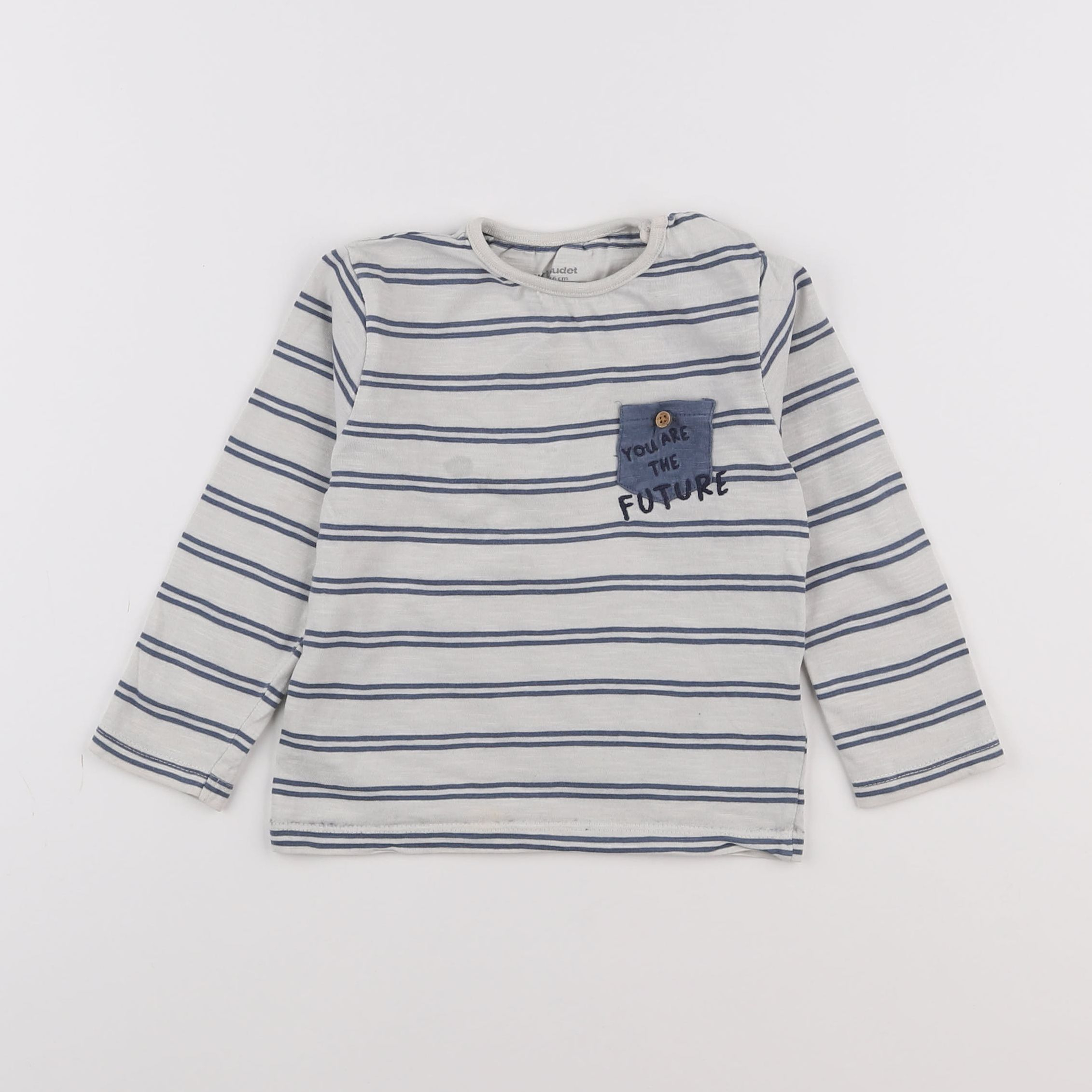 Vertbaudet - tee-shirt beige, bleu - 2 ans