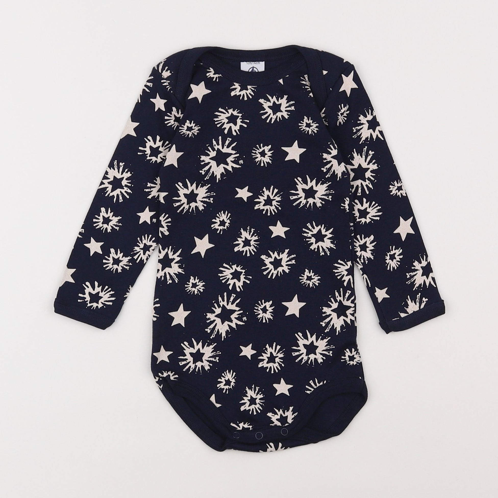 Petit Bateau - body bleu, blanc - 12 mois