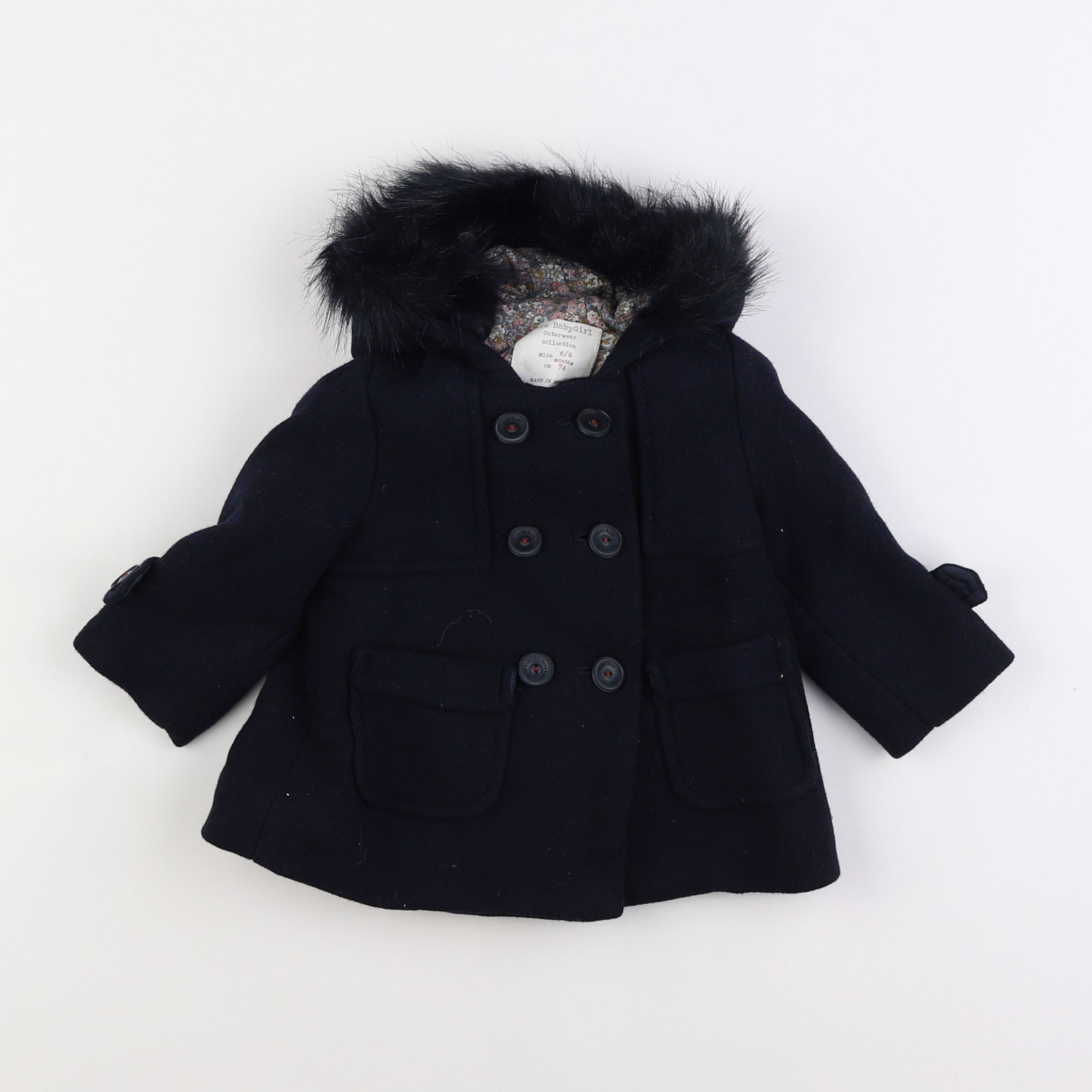 Zara - manteau bleu - 6/9 mois