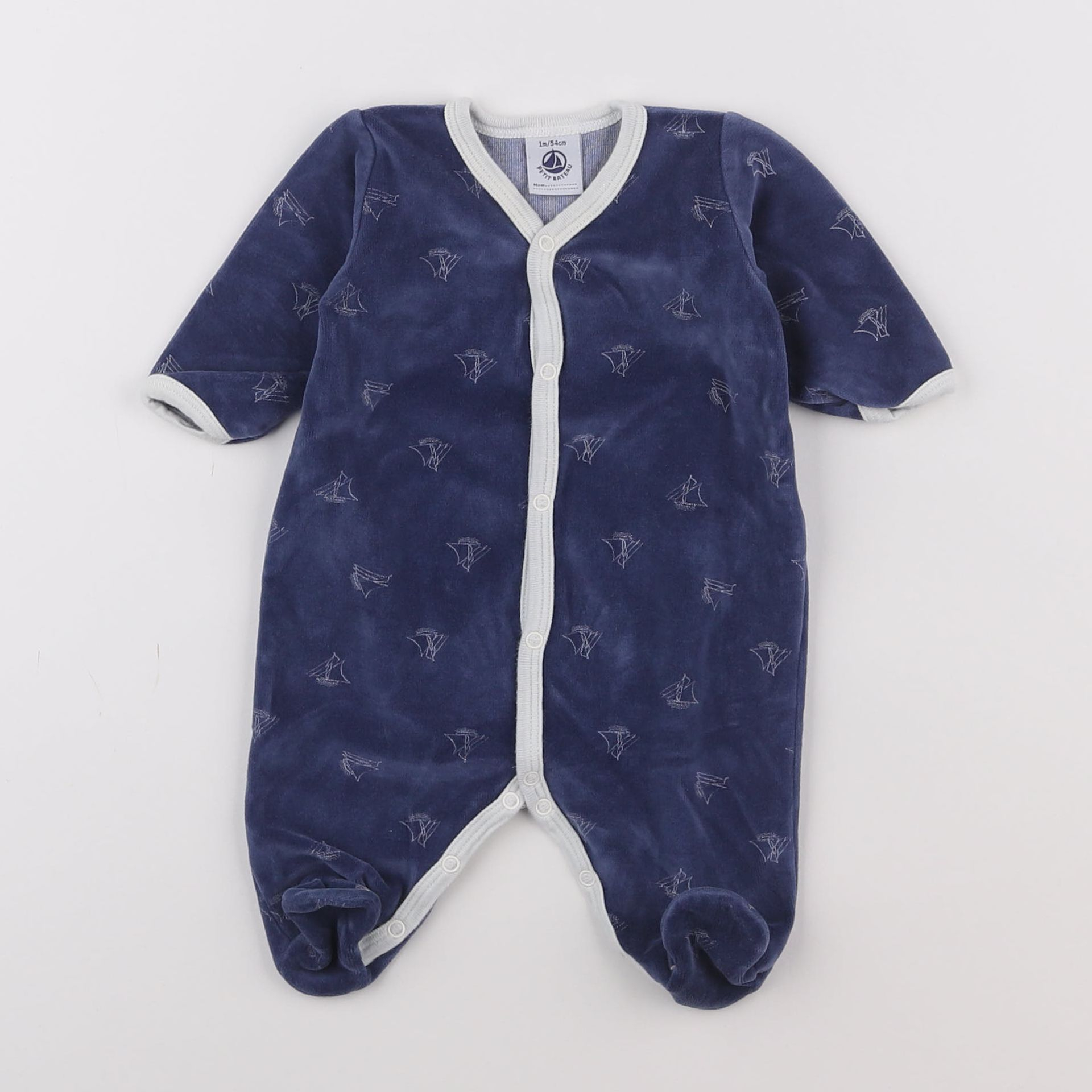 16 rue Saint Georges - pyjama velours bleu - 1 mois