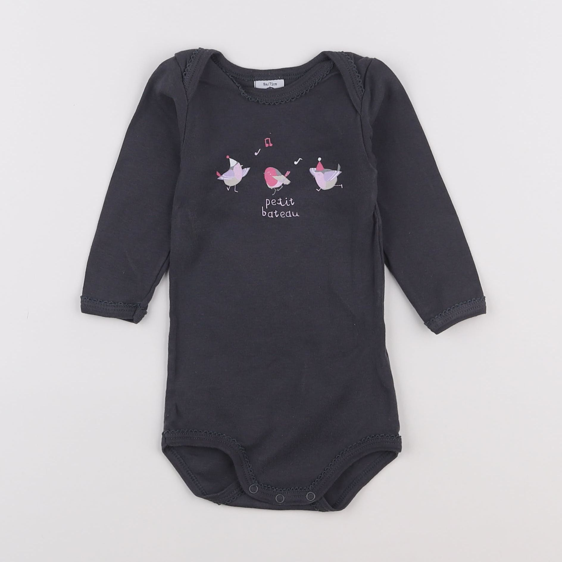 Petit Bateau - body gris - 9 mois