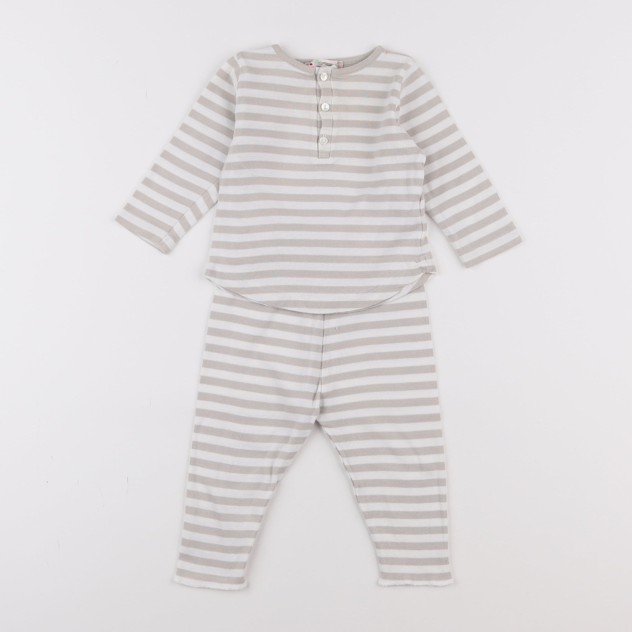 Bonpoint - pyjama coton beige - 12 mois